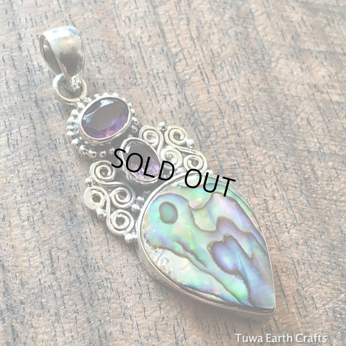 画像3: 1点物　高品質　精霊の宿る貝　アバロンシェル＆きらきらアメジスト　ペンダントトップ*パワーストーン*ネイティブアメリカン (3)