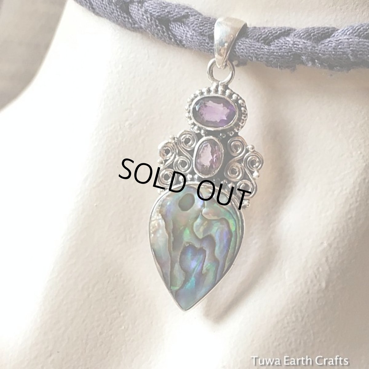 画像6: 1点物　高品質　精霊の宿る貝　アバロンシェル＆きらきらアメジスト　ペンダントトップ*パワーストーン*ネイティブアメリカン (6)
