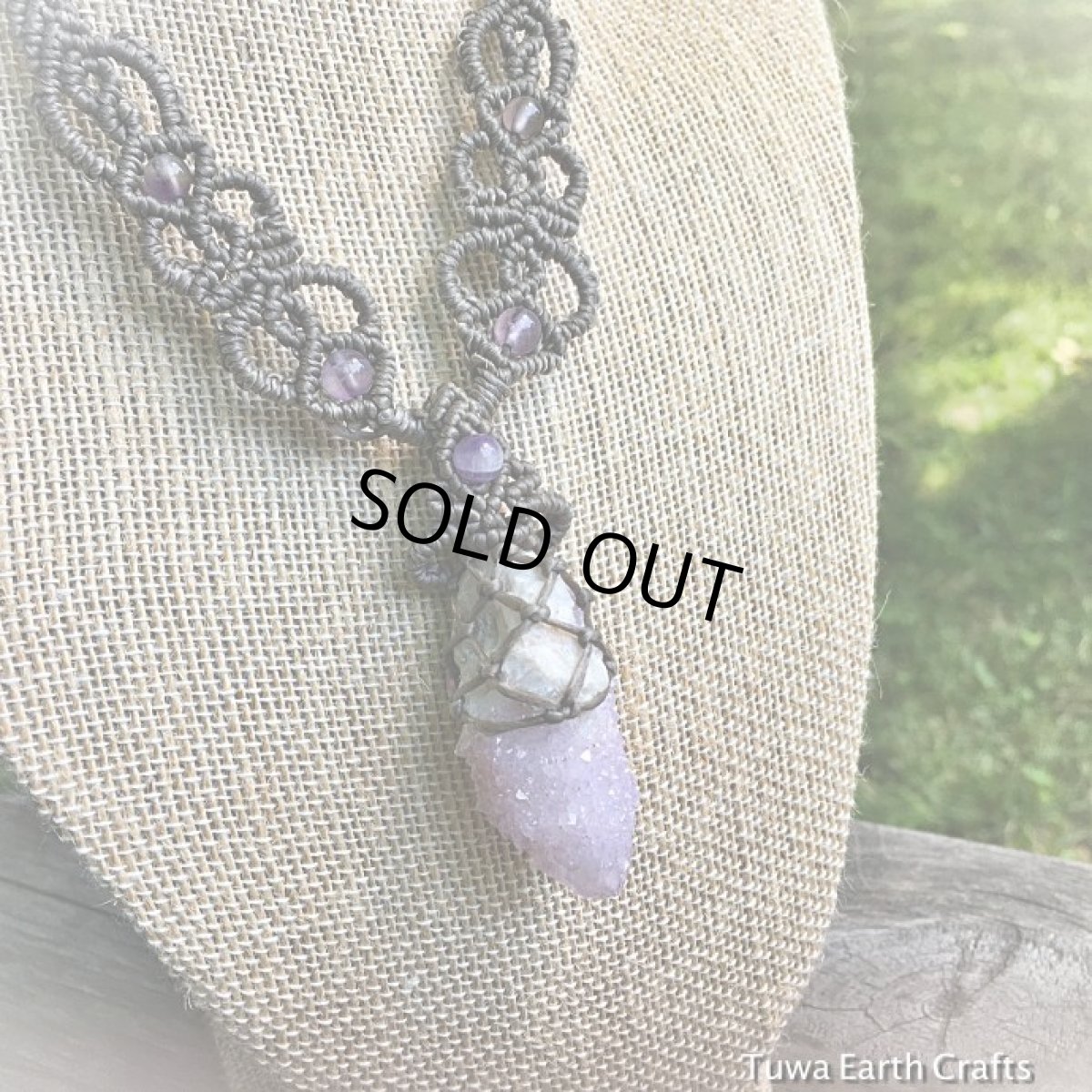 画像13: 【自信アップ・自己信頼】１点物　珍しいスピリットクォーツ原石　ネックレス/チョーカー/ペンダント★カクタスクォーツ・カクタスアメジスト　鉱物　浄化　マクラメ編みハンドメイド　アメシスト (13)