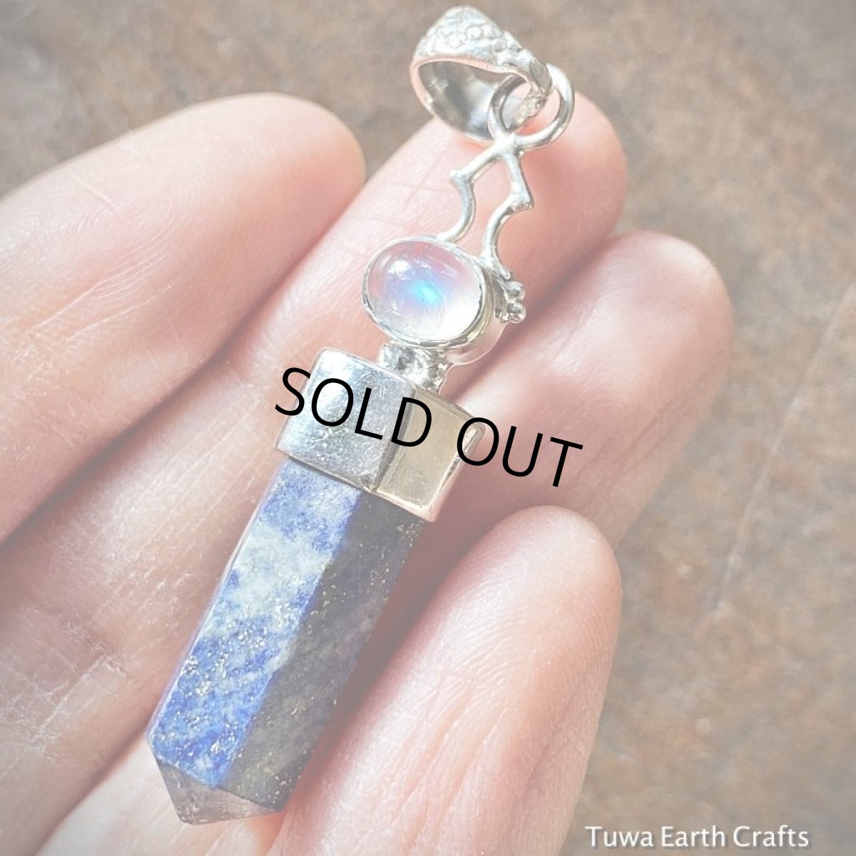 画像2: 【魔除け・厄除け・受験お守り】1点物　高品質ラピスラズリ（アフガニスタン産）＆ブルームーンストーン　ペンダントトップ　 スターリングシルバー天然石アクセサリー　合格祈願 (2)