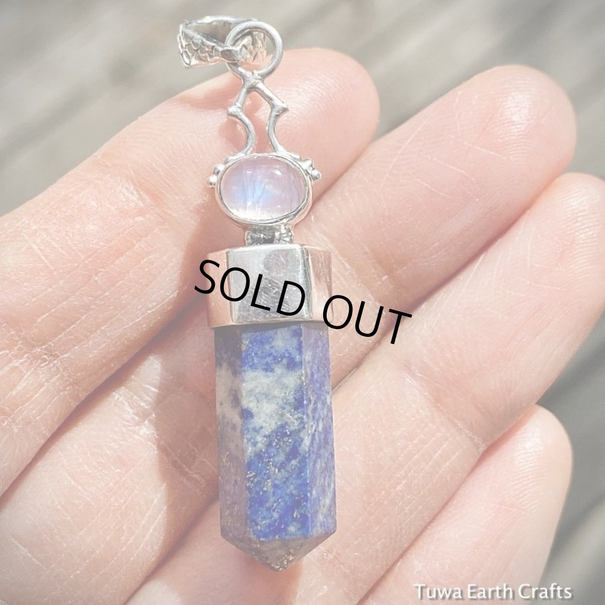 画像12: 【魔除け・厄除け・受験お守り】1点物　高品質ラピスラズリ（アフガニスタン産）＆ブルームーンストーン　ペンダントトップ　 スターリングシルバー天然石アクセサリー　合格祈願 (12)