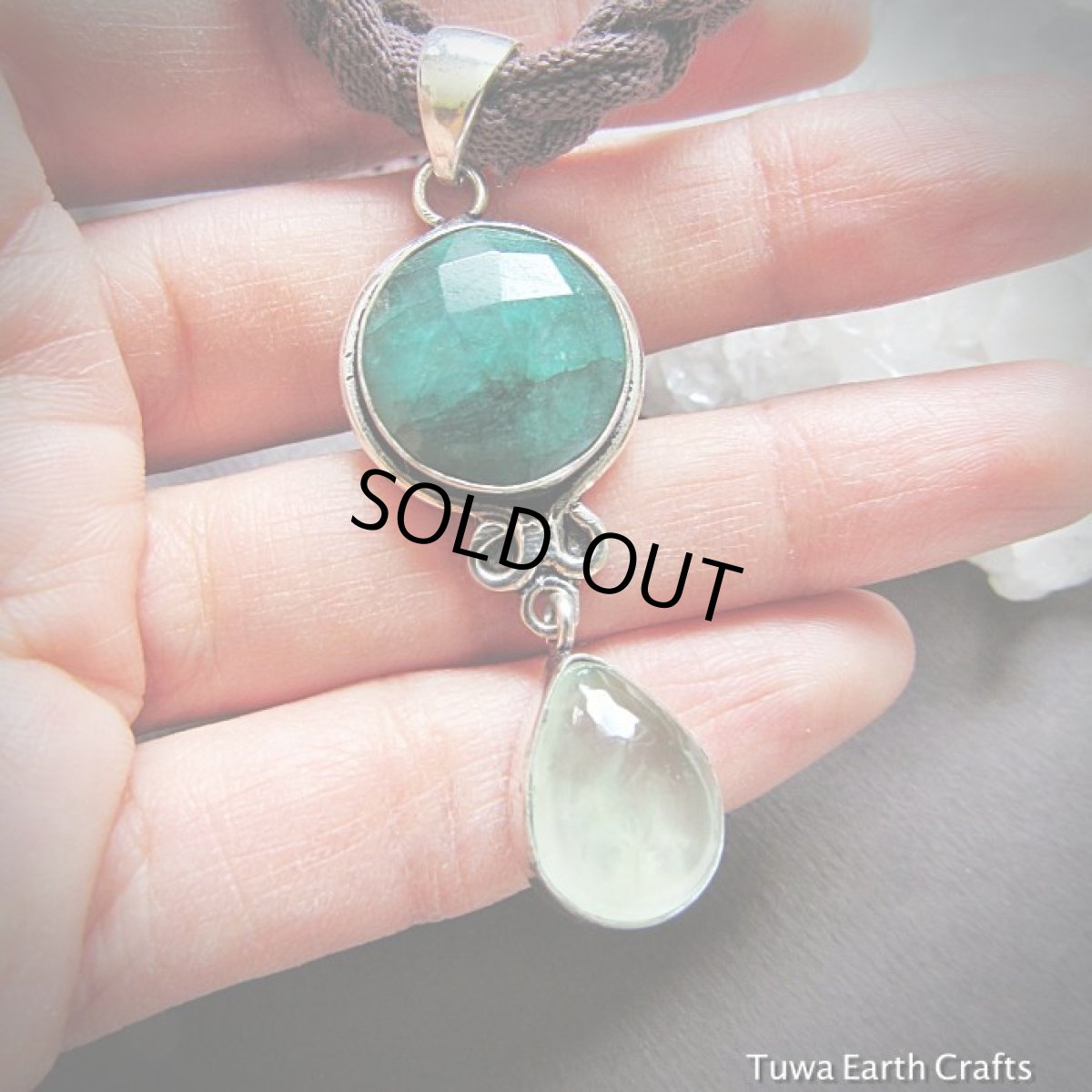 画像5: １点物　 天然エメラルド&プレナイト  ペンダントトップ*ハンドメイド　ジュエリー　パワーストーン天然石アクセサリー (5)