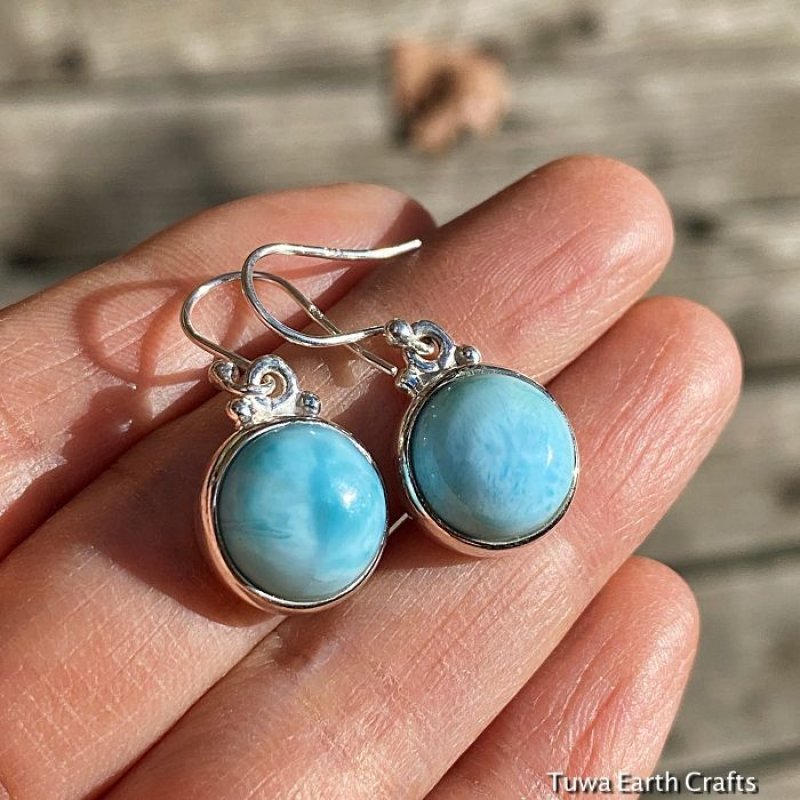 超⭐︎高品質ラリマー★パワーストーン★世界三大ヒーリングストーン★1点もの まんまる 高品質 ラリマー ピアス＊世界三大ヒーリングストーン