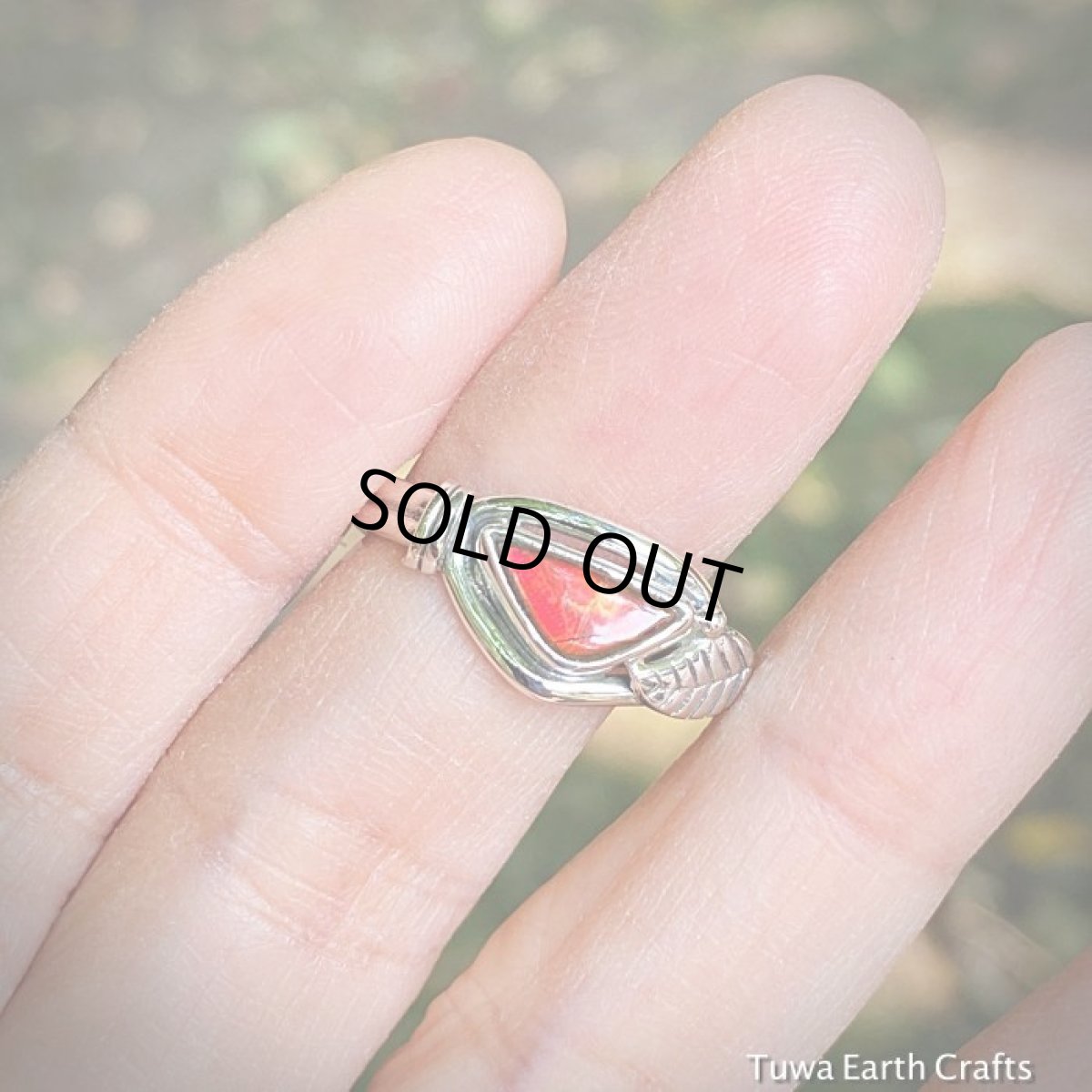 画像2: 【開運・厄除け】1点物　高品質　カナダ産 アンモライト　リング19号*葉っぱモチーフ　ハンドメイド　ヒーリングお守りジュエリー　天然石アクセサリー (2)