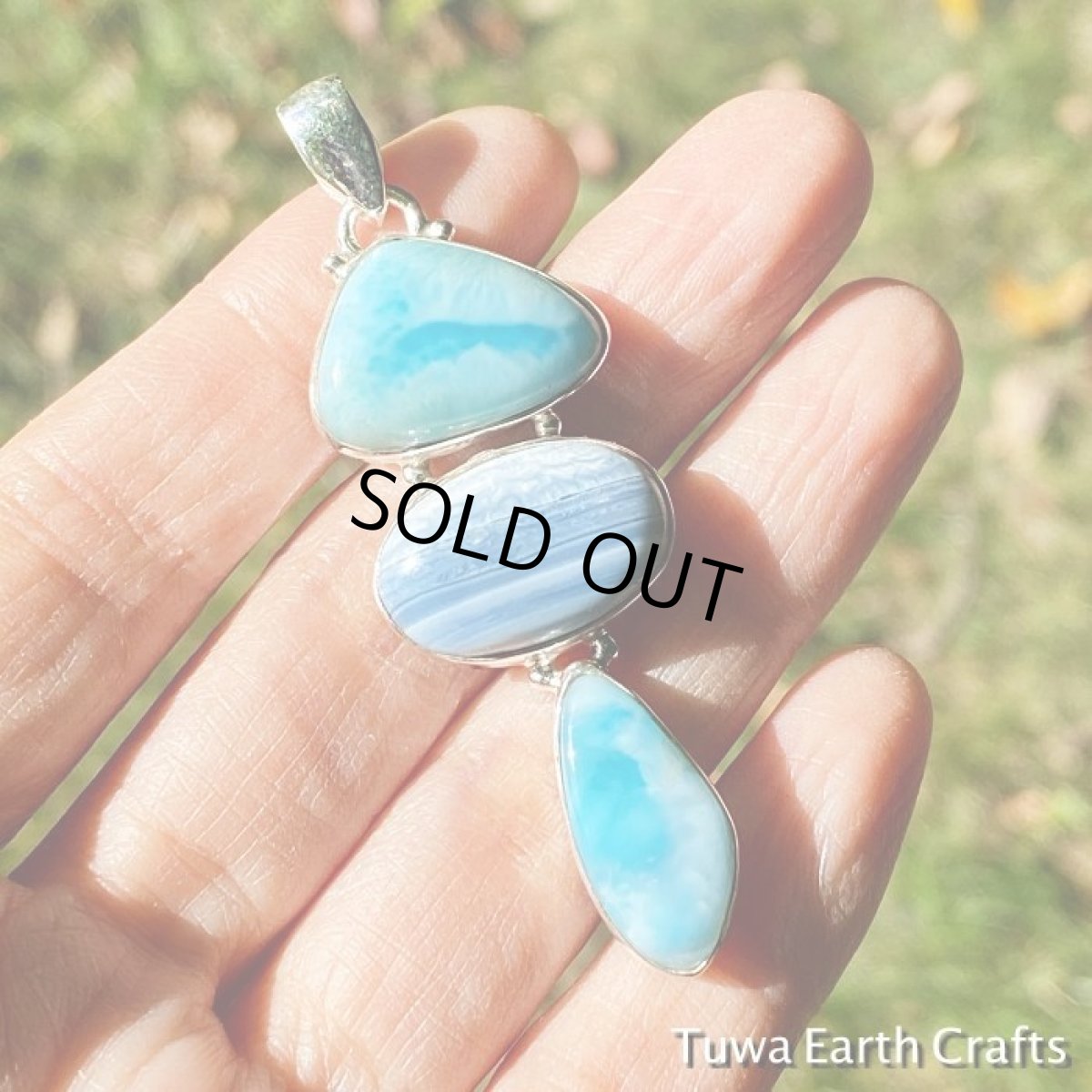 画像4: 【世界三大ヒーリングストーン 】大ぶり高品質ラリマー２石＆オワイヒーオパール １点ものペンダントトップ＊お守りジュエリー天然石アクセサリー (4)