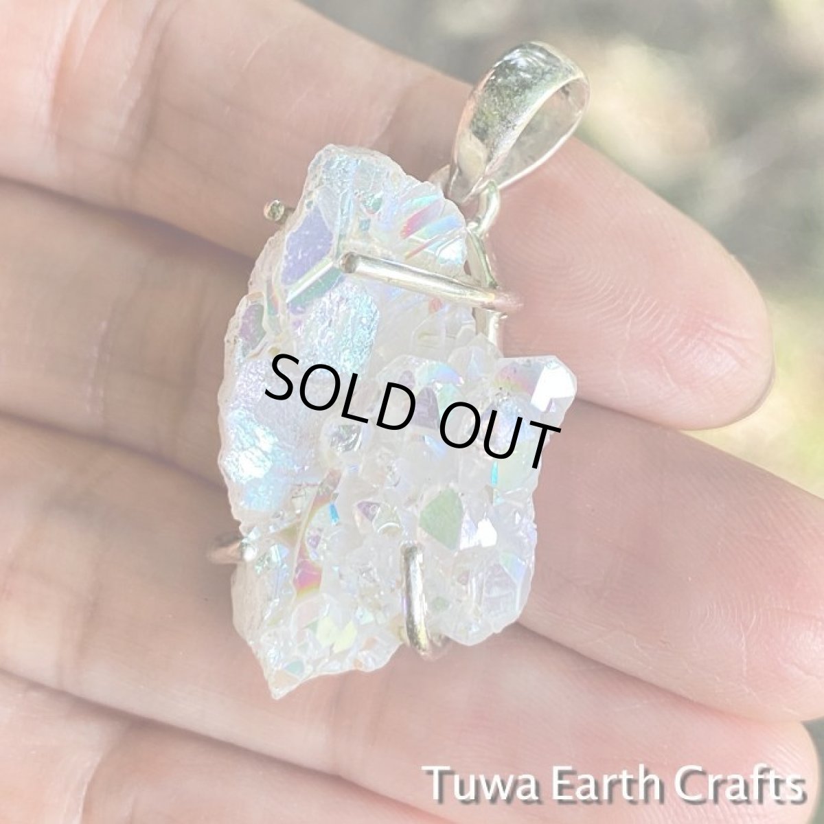 画像20: 1点もの　キラキラ高品質エンジェルオーラ原石ペンダントトップ*オーラ水晶クラスター*クリスタルヒーリングストーンお守りジュエリー 天然石パワーストーン (20)
