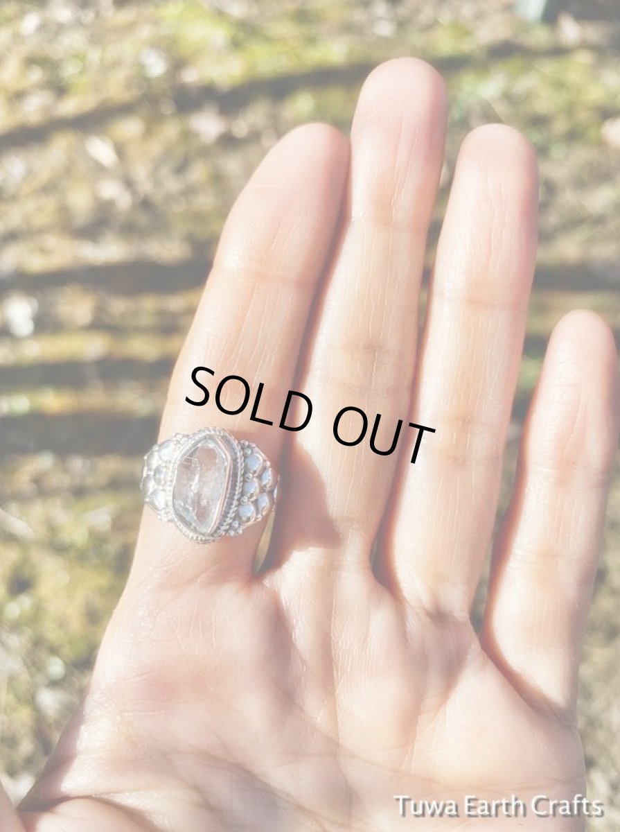 画像14: 【ドリームクリスタル 】1点もの 高品質ハーキマーダイヤモンド 指輪リング 14号★出産・安産お守り 4月誕生石 ハンドメイド ヒーリングストーン ジュエリー 天然石アクセサリー (14)