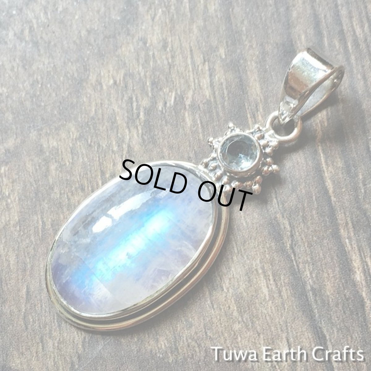 画像15: ちょこっと訳あり30％OFF♪ 1点物　高品質ブルームーンストーン&宝石質きらきらブルートパーズ　ペンダントトップ★スターリングシルバー　天然石パワーストーン　アクセサリー (15)