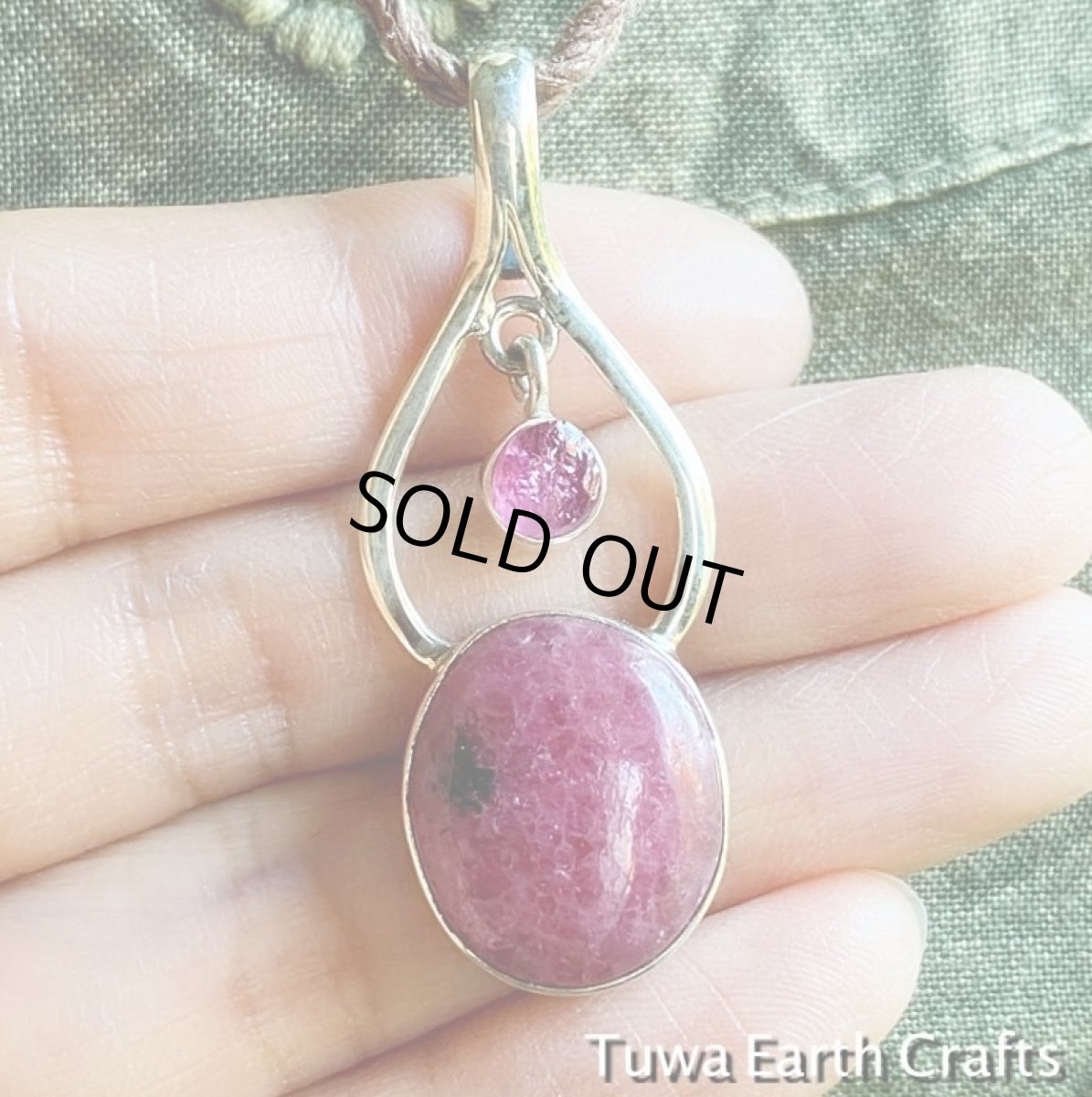 画像10: 1点もの【魔除け】高品質ロードナイト＆ピンクトルマリン原石　ペンダントトップ*ヒーリングお守り天然石パワーストーンアクセサリー (10)