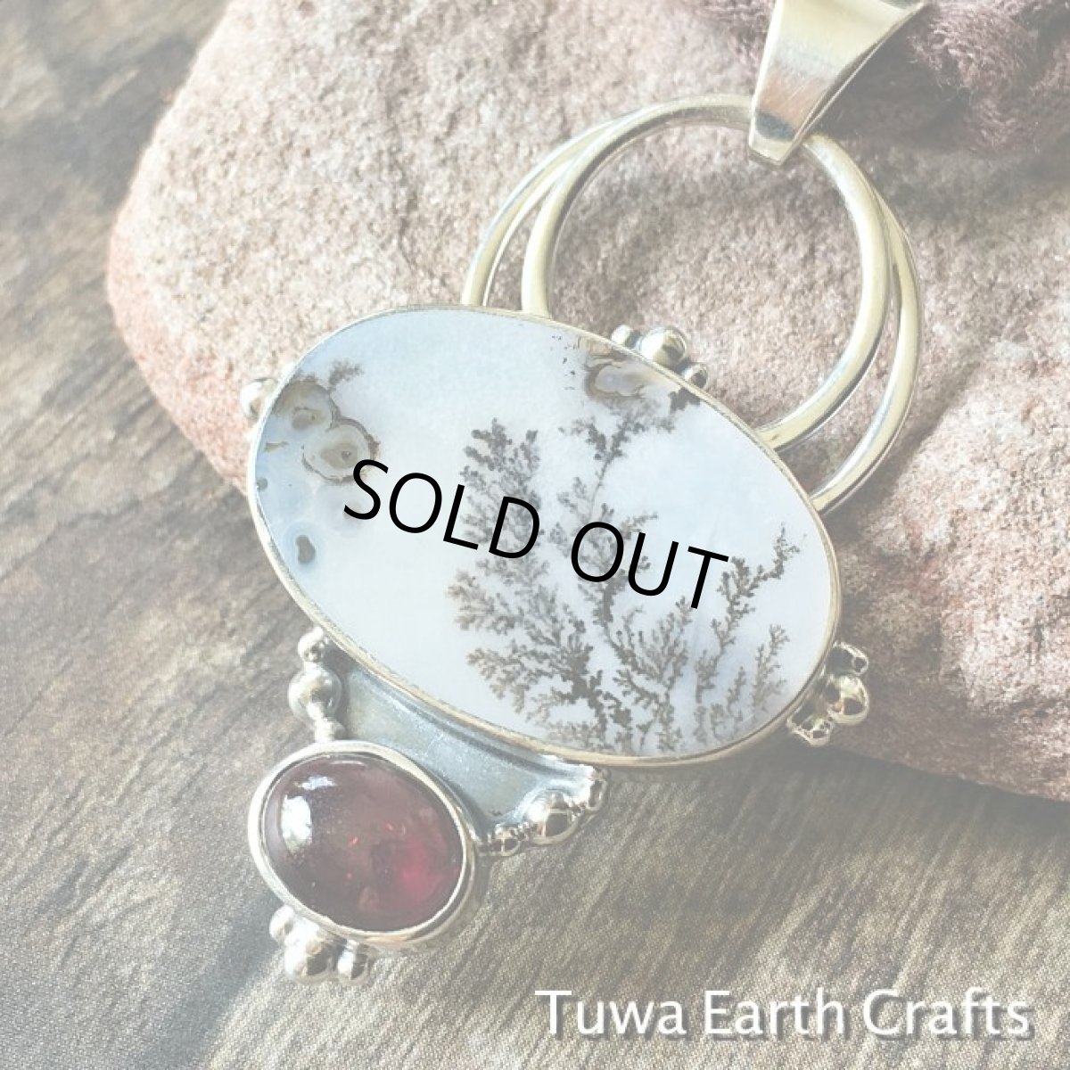 画像5: 【自然との繋がりを深める】1点もの　高品質デンドリティック （ランドスケープ）アゲート・デンドライト＆ガーネット  ペンダントトップ　天然石ヒーリングジュエリー　パワーストーンお守りアクセサリー (5)