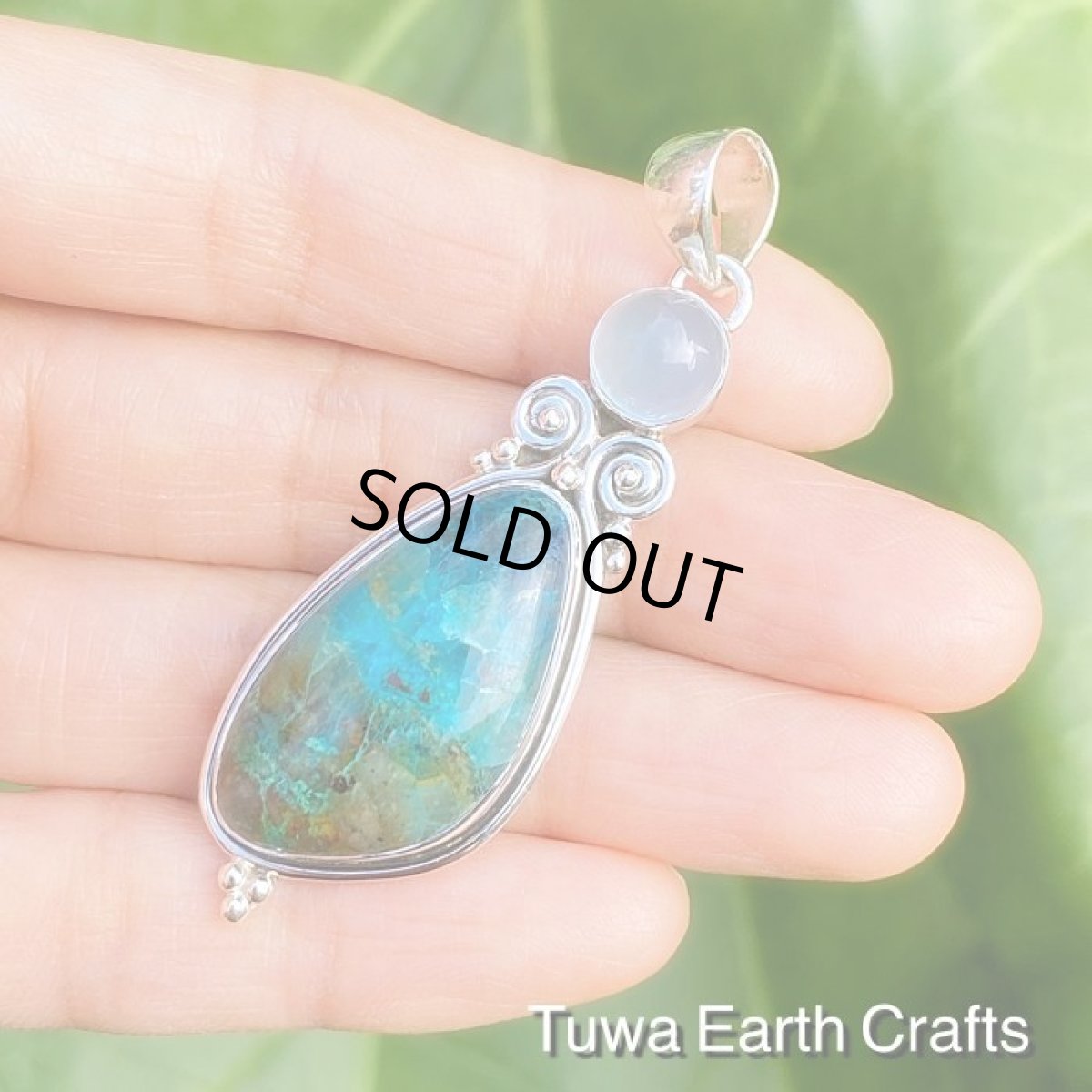画像3: 【ヒーリング・開運】全長5.7cm大ぶり高品質クリソコラ＆アクアカルセドニー ペンダントトップ★クリソコーラ　ネイティブアメリカン　ジュエリー　お守りパワーストーン天然石アクセサリー (3)