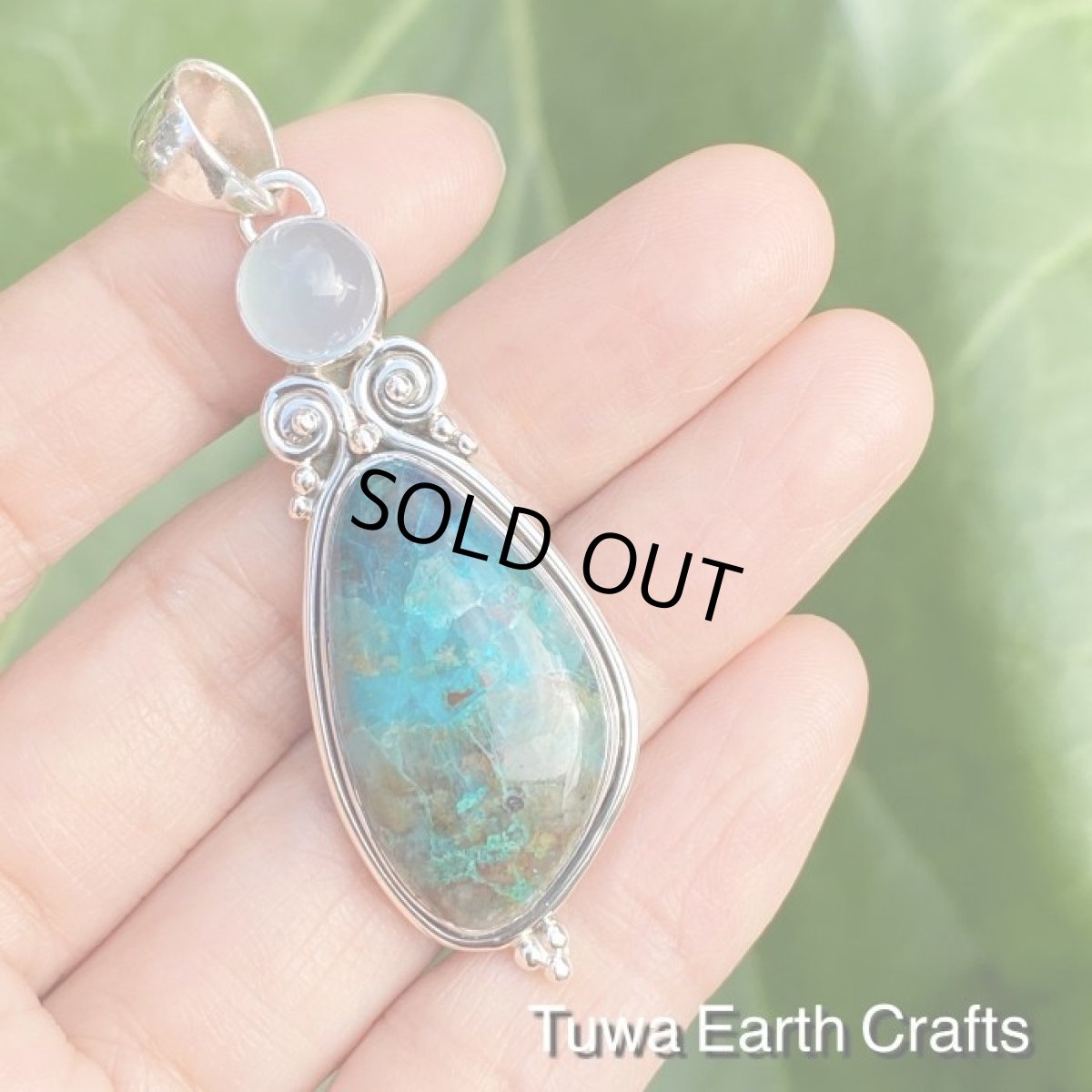 画像2: 【ヒーリング・開運】全長5.7cm大ぶり高品質クリソコラ＆アクアカルセドニー ペンダントトップ★クリソコーラ　ネイティブアメリカン　ジュエリー　お守りパワーストーン天然石アクセサリー (2)