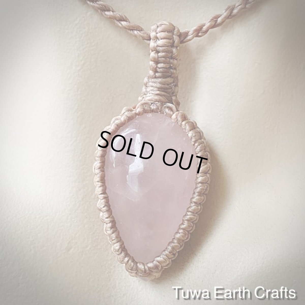 画像7: 【愛と平和のシンボル】石全長4cm大ぶりぽってり高品質ローズクォーツ ペンダント/ネックレス*シンプル＆ナチュラル*ヒーリング天然石パワーストーンお守りアクセサリー*ハンドメイド マクラメ編み (7)