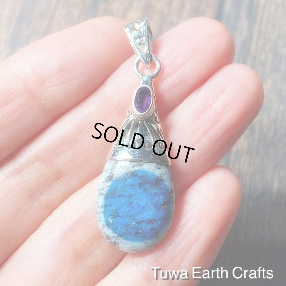画像7: 【ヒーリング・グラウンディング】1点物　高品質Ｋ２ストーン（K2ブルー・アズライトイングラナイト）＆アメジスト ペンダントトップ★天然石パワーストーン　ヒーリングクリスタル　お守りアクセサリー (7)