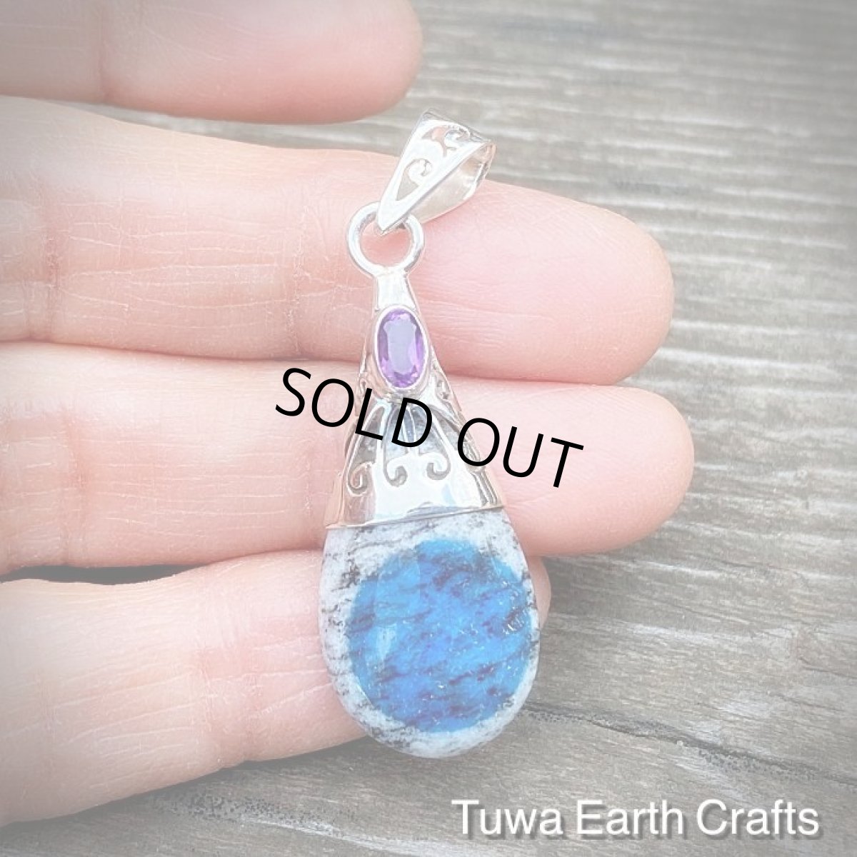 画像4: 【ヒーリング・グラウンディング】1点物　高品質Ｋ２ストーン（K2ブルー・アズライトイングラナイト）＆アメジスト ペンダントトップ★天然石パワーストーン　ヒーリングクリスタル　お守りアクセサリー (4)
