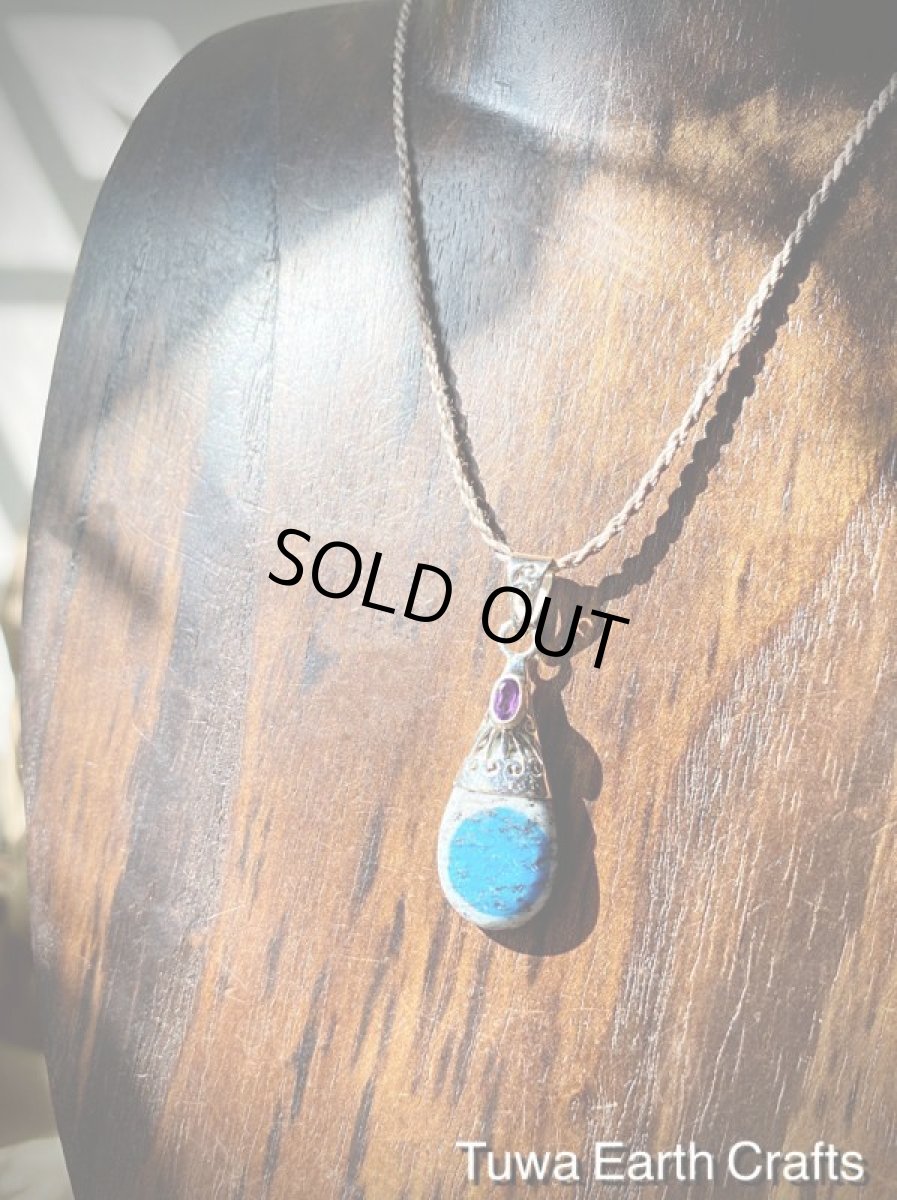 画像14: 【ヒーリング・グラウンディング】1点物　高品質Ｋ２ストーン（K2ブルー・アズライトイングラナイト）＆アメジスト ペンダントトップ★天然石パワーストーン　ヒーリングクリスタル　お守りアクセサリー (14)