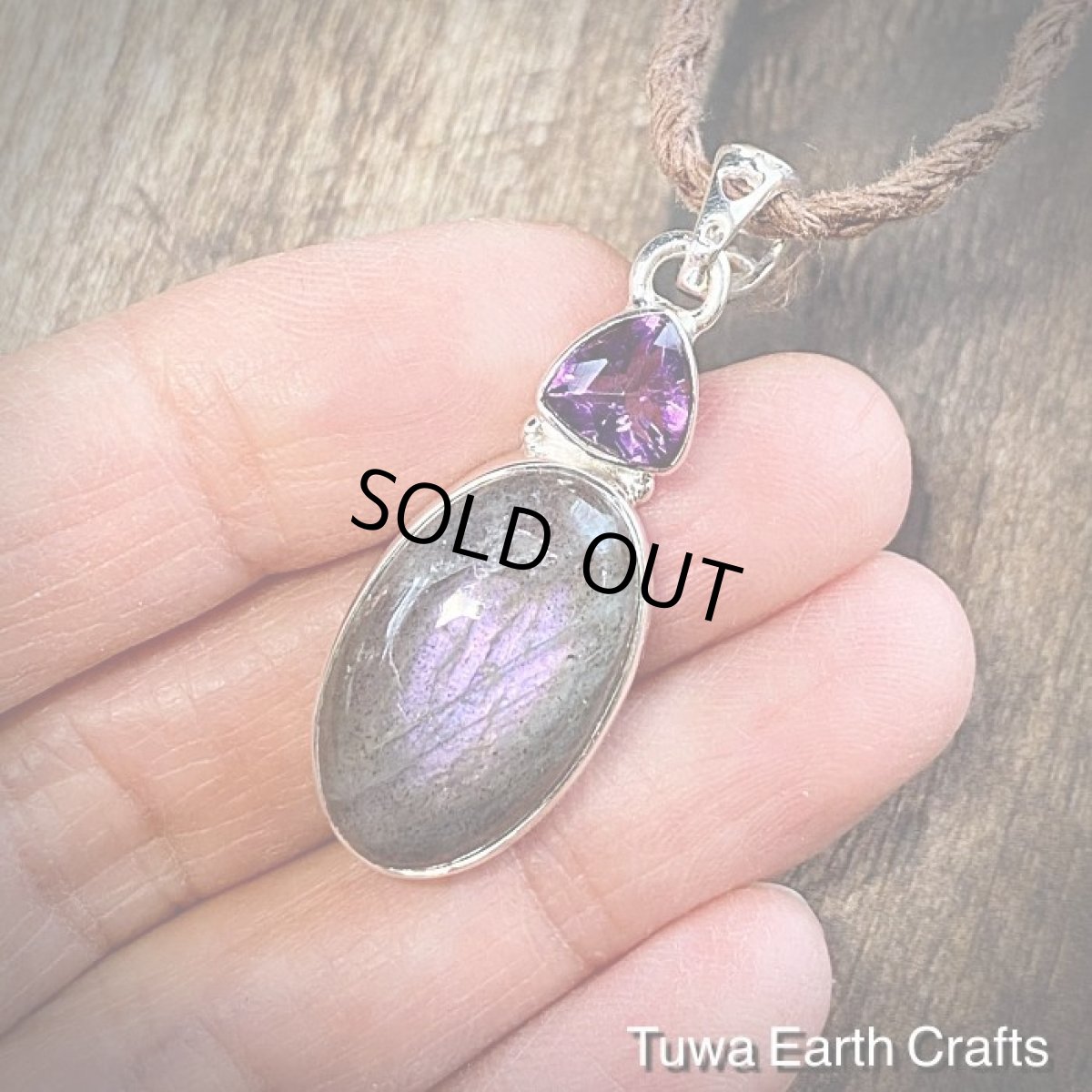 画像11: レア1点物♪ ピンク ラブラドライト&宝石質アメジスト ペンダントトップ★天然石パワーストーンアクセサリー ヒーリングストーン お守りジュエリー (11)