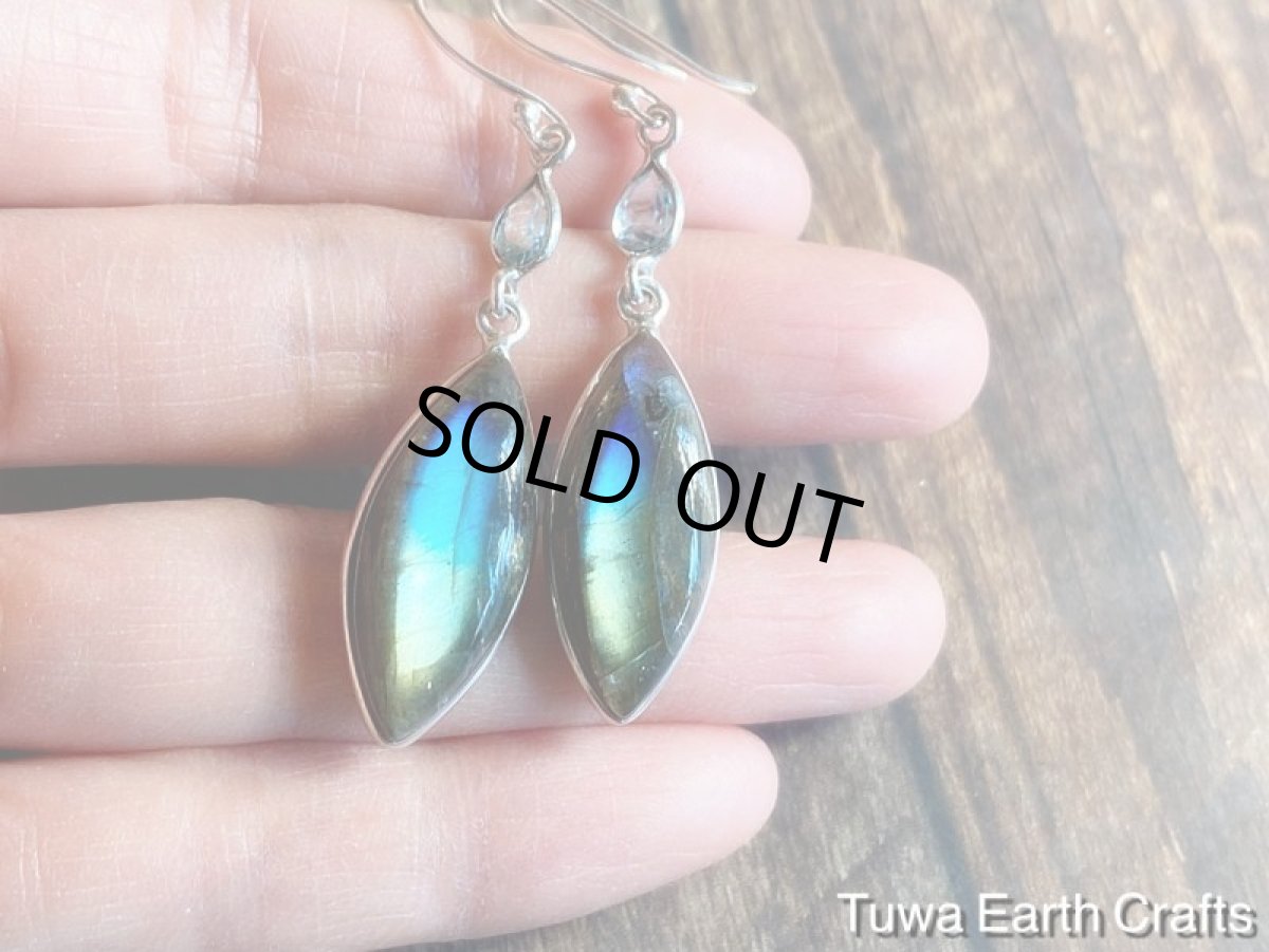 画像7: 虹入り🌈✨【夢の実現をサポート】オーロラ色  高品質 ブルーラブラドライト＆宝石質ブルートパーズ ピアス★天然石アクセサリー ヒーリングストーンお守りジュエリー (7)