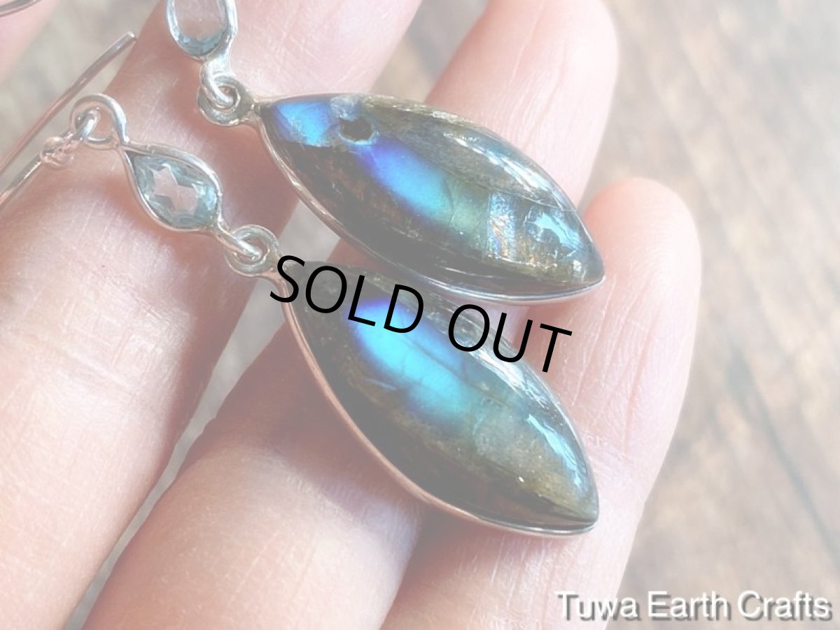 画像9: 虹入り🌈✨【夢の実現をサポート】オーロラ色  高品質 ブルーラブラドライト＆宝石質ブルートパーズ ピアス★天然石アクセサリー ヒーリングストーンお守りジュエリー (9)