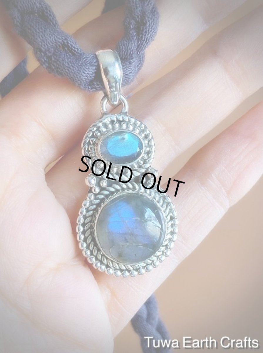 画像4: アウトレット♪【夢の実現をサポート】 神秘的ブルー高品質ラブラドライト ペンダントトップ*天然石パワーストーンお守りアクセサリー ヒーリングジュエリー (4)