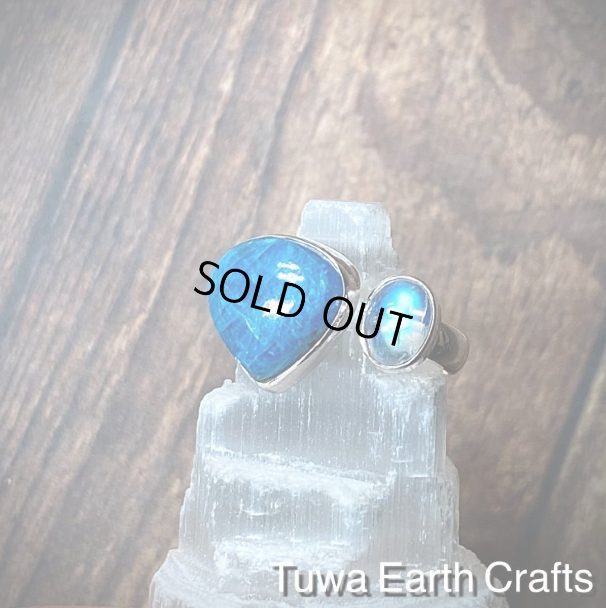 画像23: 1点物大ぶり高品質ブルーアパタイト&レインボームーンストーン指輪リング15号 16号  17号  ヒーリング天然石パワーストーンアクセサリー スピリチュアルジュエリー (23)