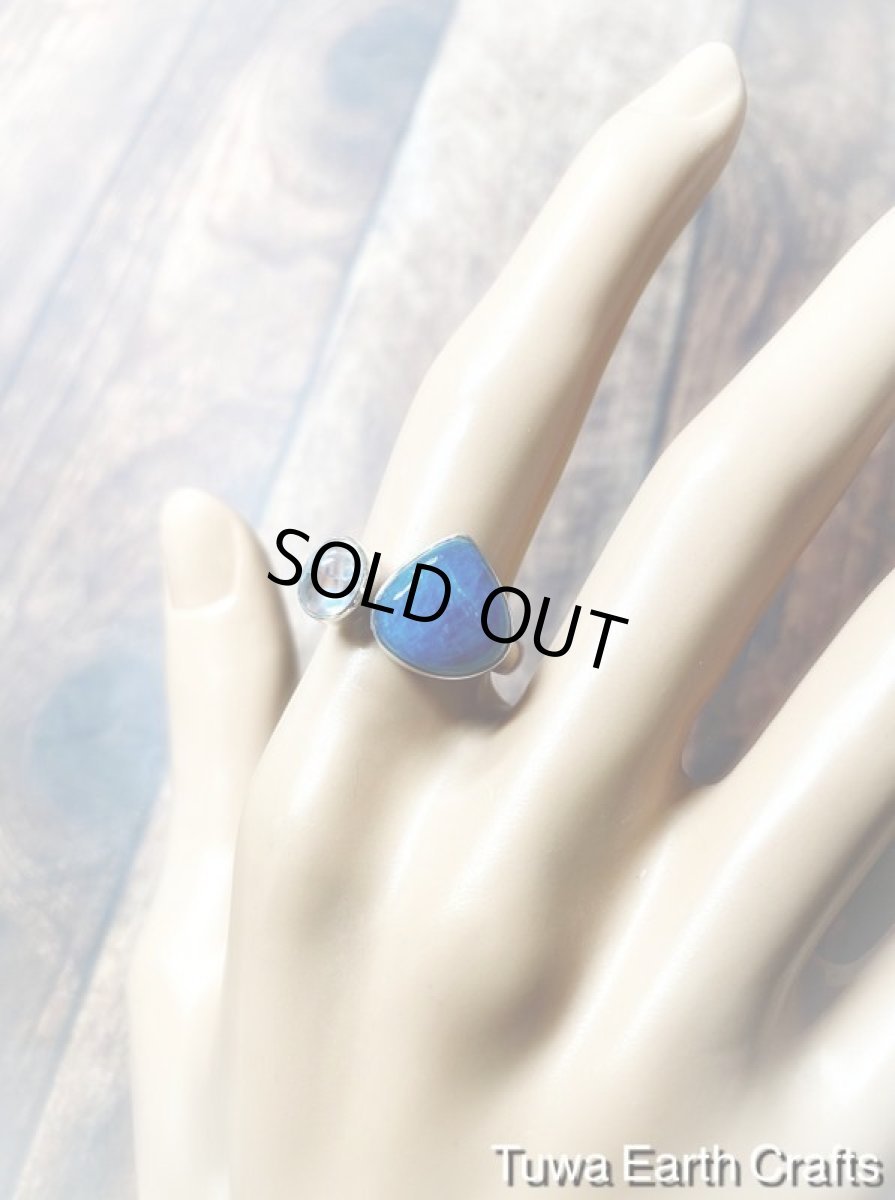 画像18: 1点物大ぶり高品質ブルーアパタイト&レインボームーンストーン指輪リング15号 16号  17号  ヒーリング天然石パワーストーンアクセサリー スピリチュアルジュエリー (18)