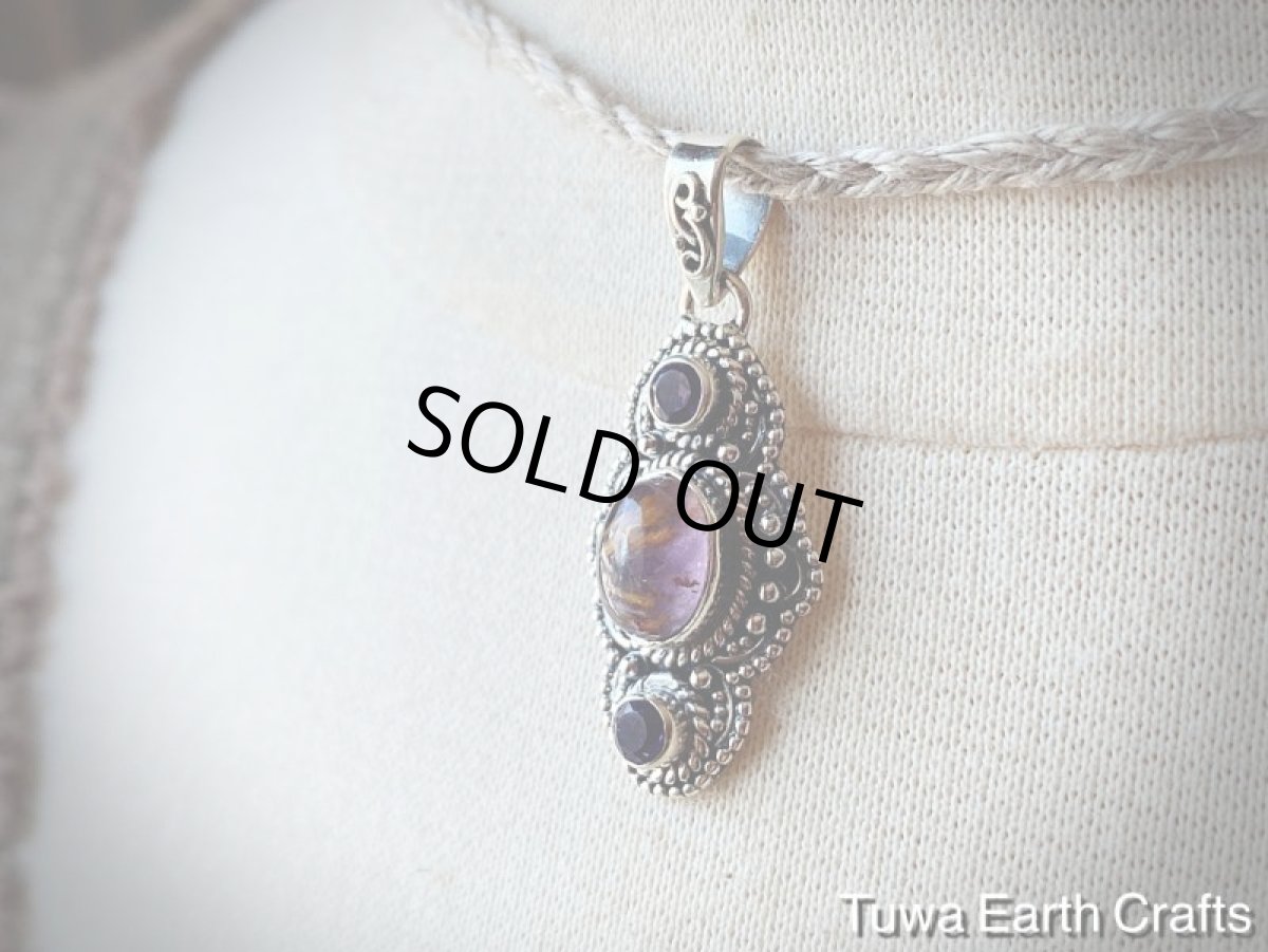 画像15: 【運気アップ・ヒーリング】1点物 高品質スーパーセブン/セイクリッドセブン（カコクセナイトinアメジスト）＆きらきらアメジスト ペンダントトップ★ヒーリングストーンお守りジュエリー天然石パワーストーンアクセサリー (15)