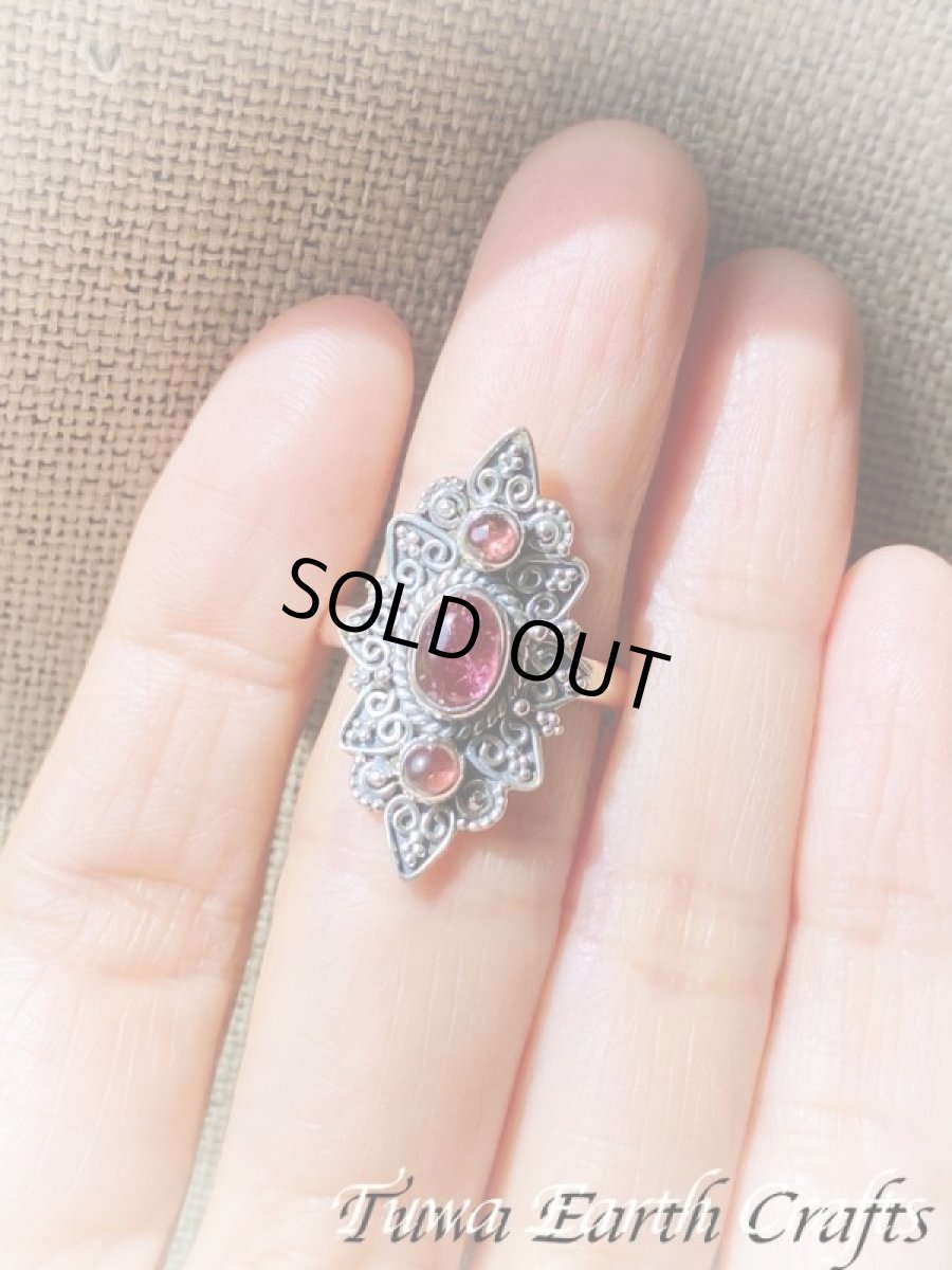 画像5: 【自信・積極性アップ】高品質ピンクトルマリン リング with ガーネット 指輪 14号 ルベライト★エスニック スターリングシルバー天然石パワーストーン アクセサリー ヒーリングストーン　ジュエリー　10月誕生石  (5)