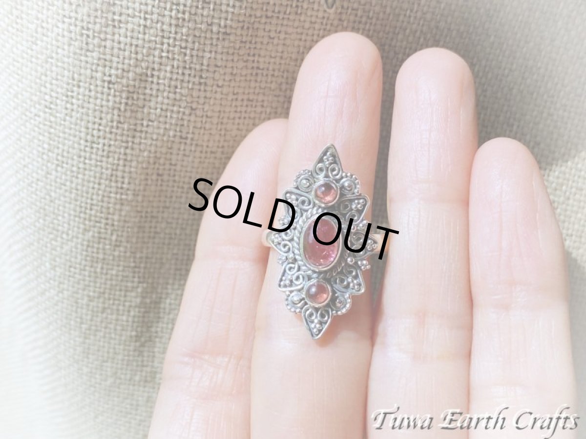 画像9: 【自信・積極性アップ】高品質ピンクトルマリン リング with ガーネット 指輪 14号 ルベライト★エスニック スターリングシルバー天然石パワーストーン アクセサリー ヒーリングストーン　ジュエリー　10月誕生石  (9)