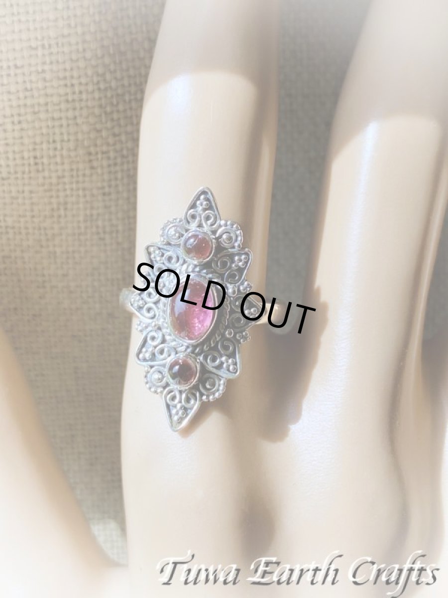 画像13: 【自信・積極性アップ】高品質ピンクトルマリン リング with ガーネット 指輪 14号 ルベライト★エスニック スターリングシルバー天然石パワーストーン アクセサリー ヒーリングストーン　ジュエリー　10月誕生石  (13)