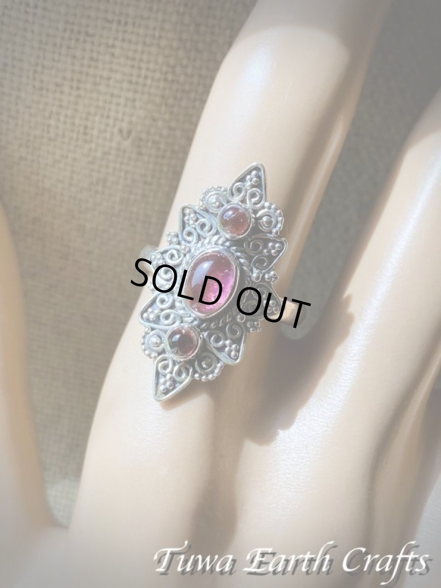 画像12: 【自信・積極性アップ】高品質ピンクトルマリン リング with ガーネット 指輪 14号 ルベライト★エスニック スターリングシルバー天然石パワーストーン アクセサリー ヒーリングストーン　ジュエリー　10月誕生石  (12)