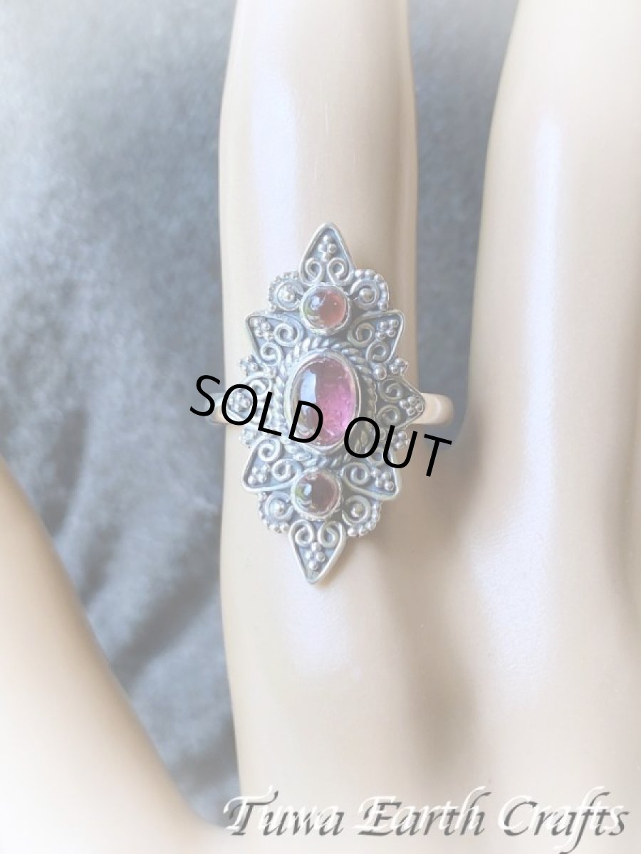 画像20: 【自信・積極性アップ】高品質ピンクトルマリン リング with ガーネット 指輪 14号 ルベライト★エスニック スターリングシルバー天然石パワーストーン アクセサリー ヒーリングストーン　ジュエリー　10月誕生石  (20)