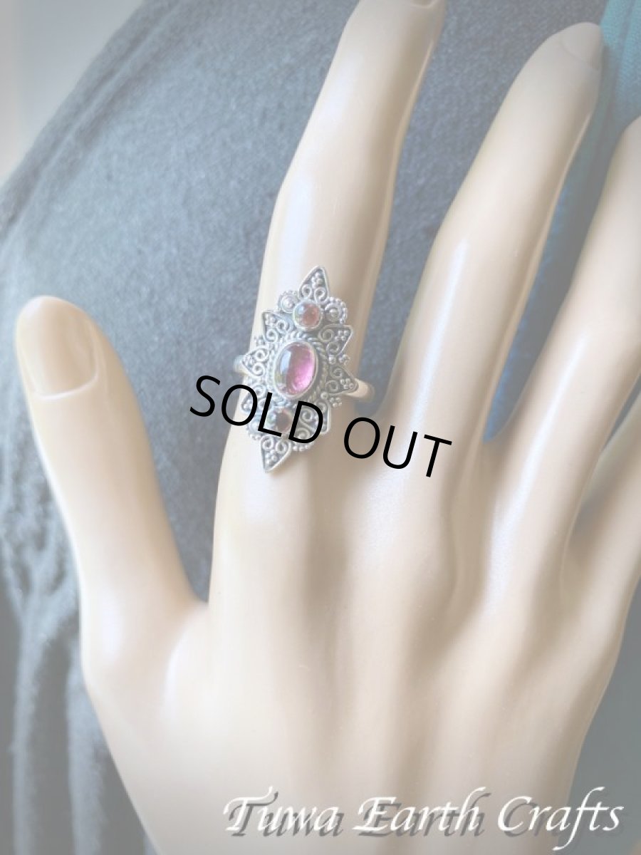 画像21: 【自信・積極性アップ】高品質ピンクトルマリン リング with ガーネット 指輪 14号 ルベライト★エスニック スターリングシルバー天然石パワーストーン アクセサリー ヒーリングストーン　ジュエリー　10月誕生石  (21)