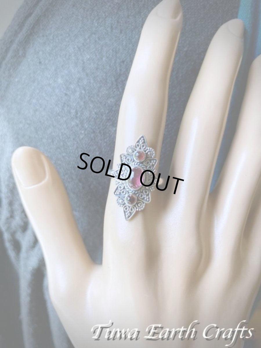 画像18: 【自信・積極性アップ】高品質ピンクトルマリン リング with ガーネット 指輪 14号 ルベライト★エスニック スターリングシルバー天然石パワーストーン アクセサリー ヒーリングストーン　ジュエリー　10月誕生石  (18)