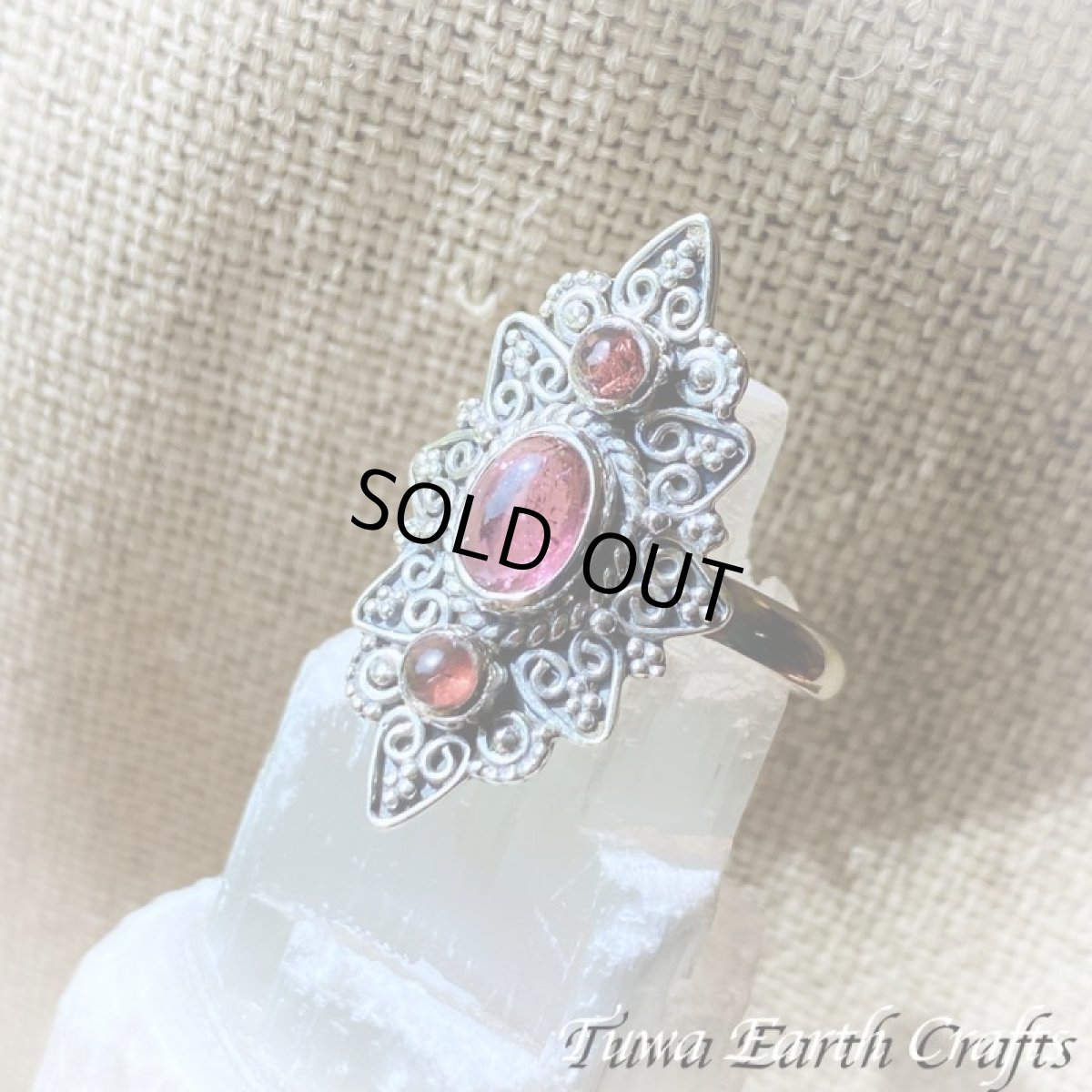 画像2: 【自信・積極性アップ】高品質ピンクトルマリン リング with ガーネット 指輪 14号 ルベライト★エスニック スターリングシルバー天然石パワーストーン アクセサリー ヒーリングストーン　ジュエリー　10月誕生石  (2)