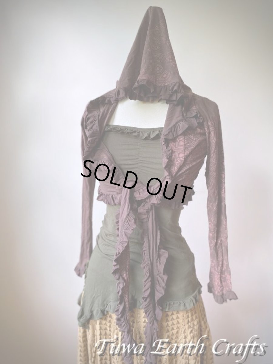 画像15: カナダ発ブランド Sati Creation  フード付きボレロ/フーディー カーディガン スーフィー曼荼羅プリント入り*フェアトレード*ヨガ*ダンスウェア*フェスティバル*ウェディング (15)