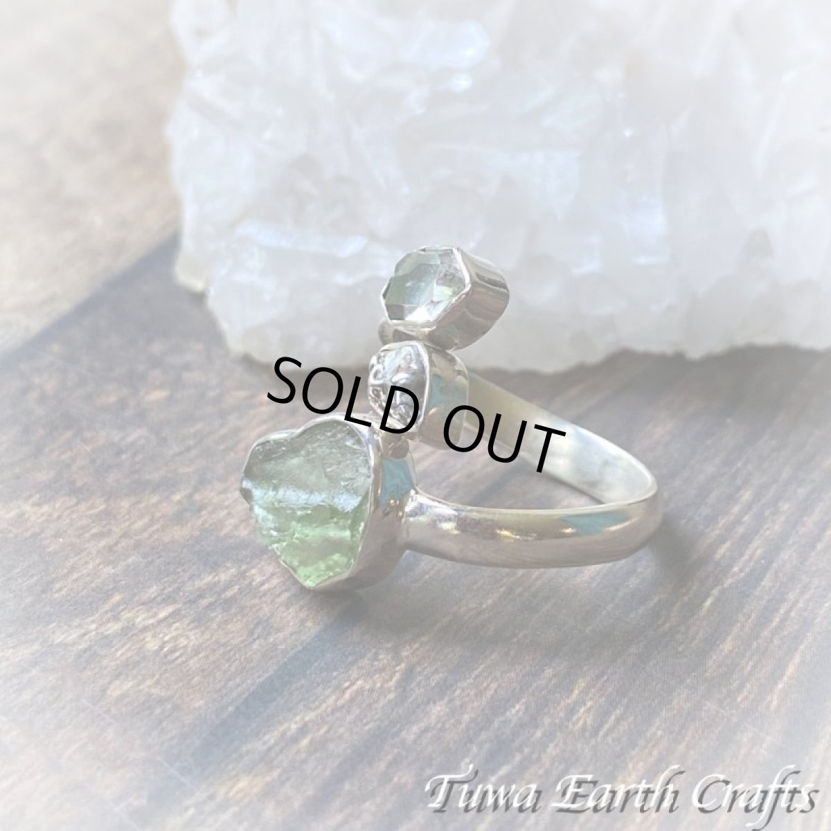 画像12: 宇宙から来た希少石♪ 高品質モルダバイト原石リング指輪 with カンポデルシエロ隕石 &ハーキマーダイヤモンド（両剣水晶） サイズ調節可能オープンリング 6号 7号 8号 9号 10号 11号 12号 13号 14号 15号 16号 17号 18号 19号 天然石ジュエリー お守りアクセサリー　 (12)