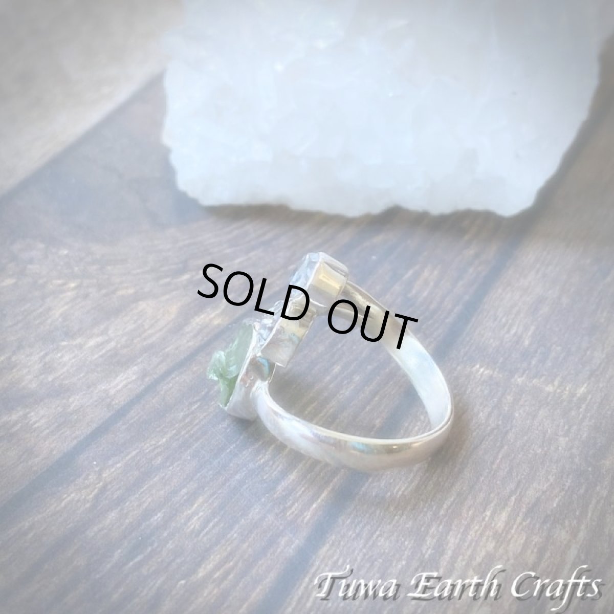 画像14: 宇宙から来た希少石♪ 高品質モルダバイト原石リング指輪 with カンポデルシエロ隕石 &ハーキマーダイヤモンド（両剣水晶） サイズ調節可能オープンリング 6号 7号 8号 9号 10号 11号 12号 13号 14号 15号 16号 17号 18号 19号 天然石ジュエリー お守りアクセサリー　 (14)