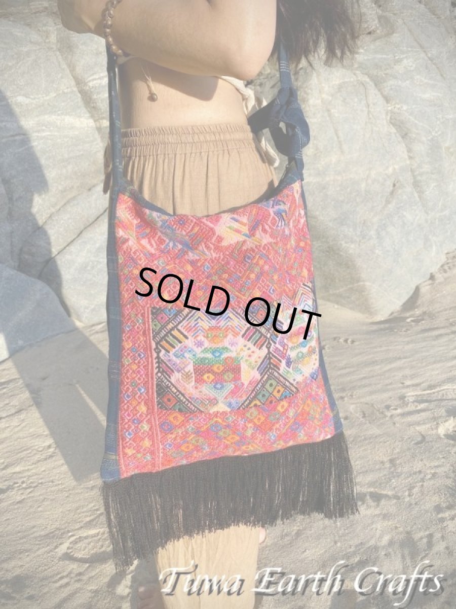 画像9: メキシコより♪ リバーシブル♪ 手刺繍 手織り フリンジショルダーバッグ 1点もの ハンドメイド 手仕事 ハンドクラフト エスニック ファッション ヒッピー  (9)