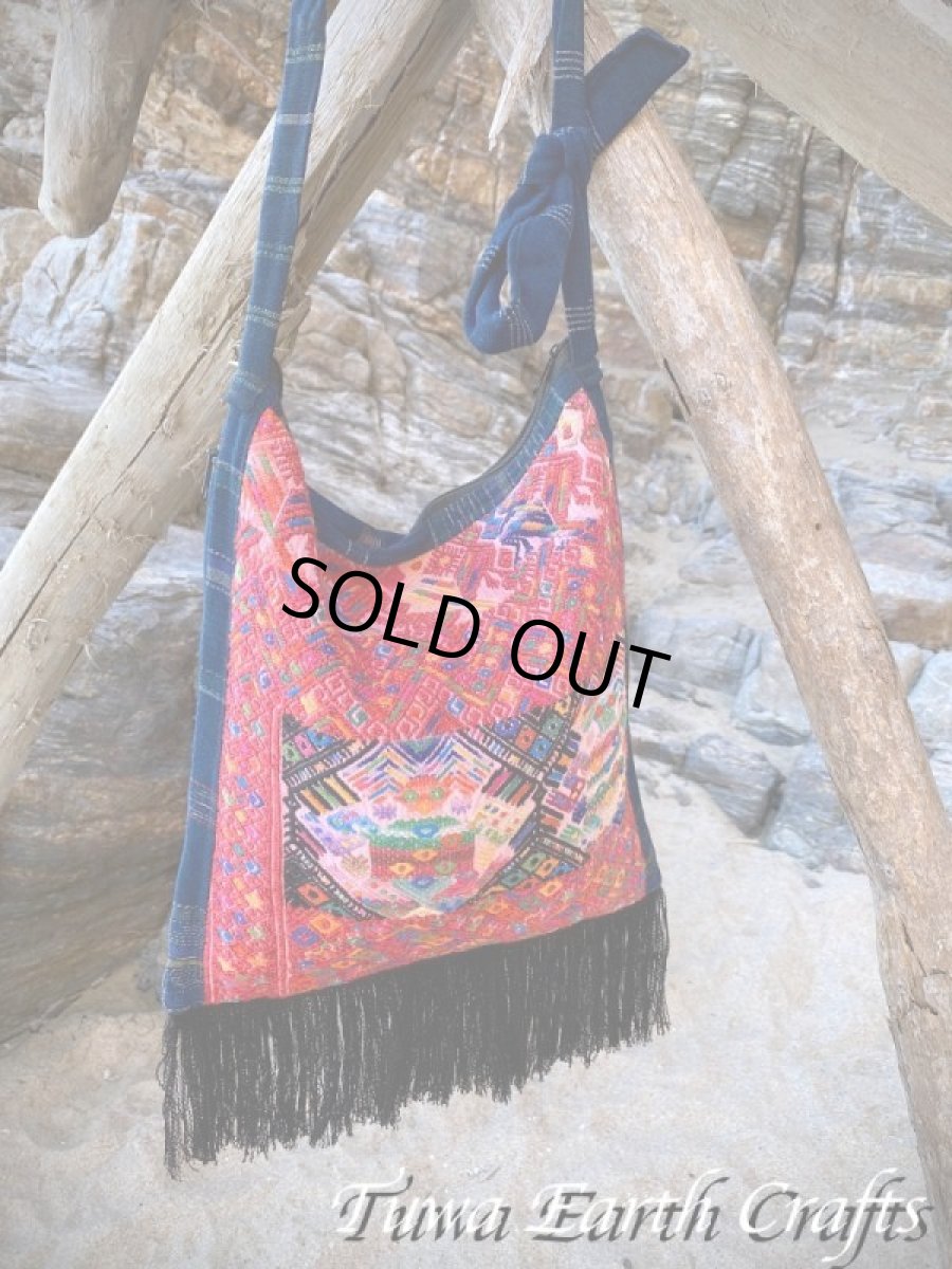 画像6: メキシコより♪ リバーシブル♪ 手刺繍 手織り フリンジショルダーバッグ 1点もの ハンドメイド 手仕事 ハンドクラフト エスニック ファッション ヒッピー  (6)