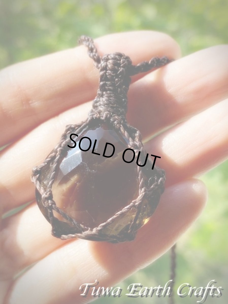 画像6: 【魔除け・浄化】大ぶりきらきらファセットカット高品質スモーキークォーツ シンプルネックレス マクラメ編みアクセサリー ペンダント 煙水晶 パワーストーン天然石お守りヒーリングジュエリー (6)