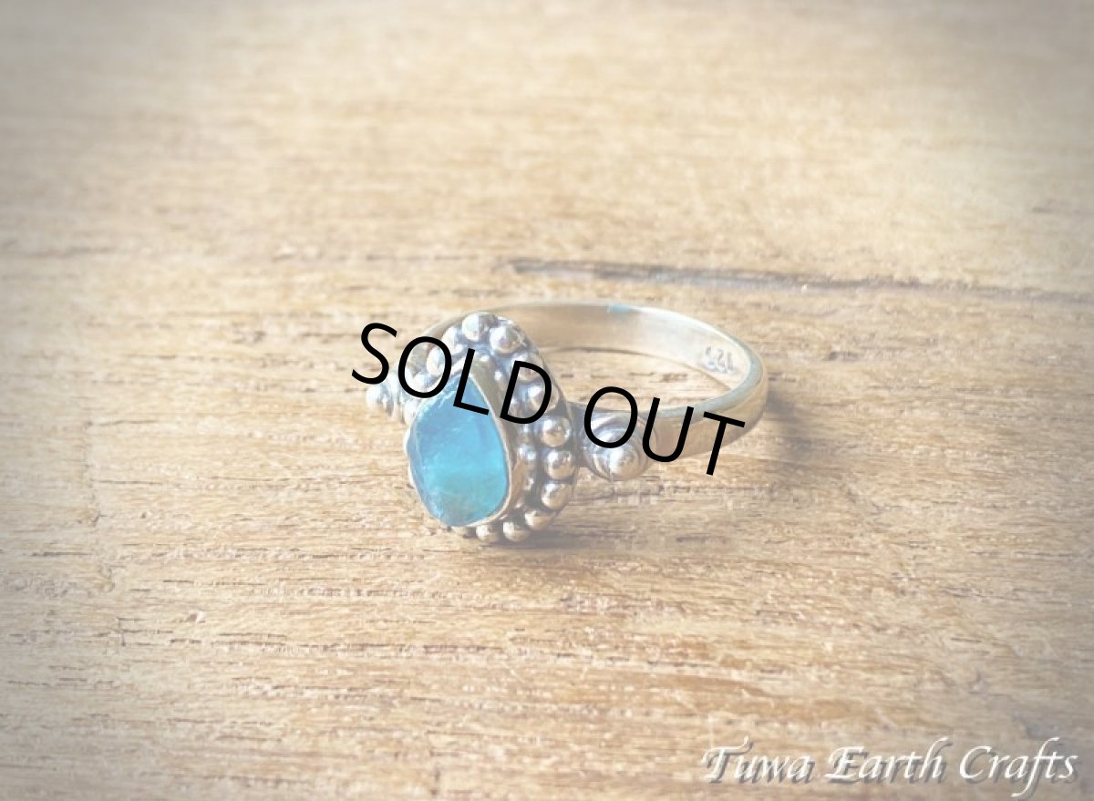 画像13: 【モチベーションUP・意志の強化】高品質 ネオンブルーアパタイト原石シルバーリング 指輪13号 ヒーリング天然石パワーストーンアクセサリー スピリチュアルお守りジュエリー (13)