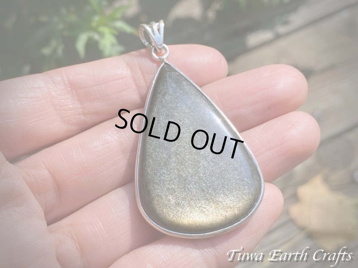 画像28: 【魔除け・厄除け】石全長4cm大ぶり♪ 高品質ゴールドシーンオブシディアン（黒曜石）ペンダントトップ*パワーストーン天然石お守りアクセサリー ヒーリングジュエリー スピリチュアル (28)