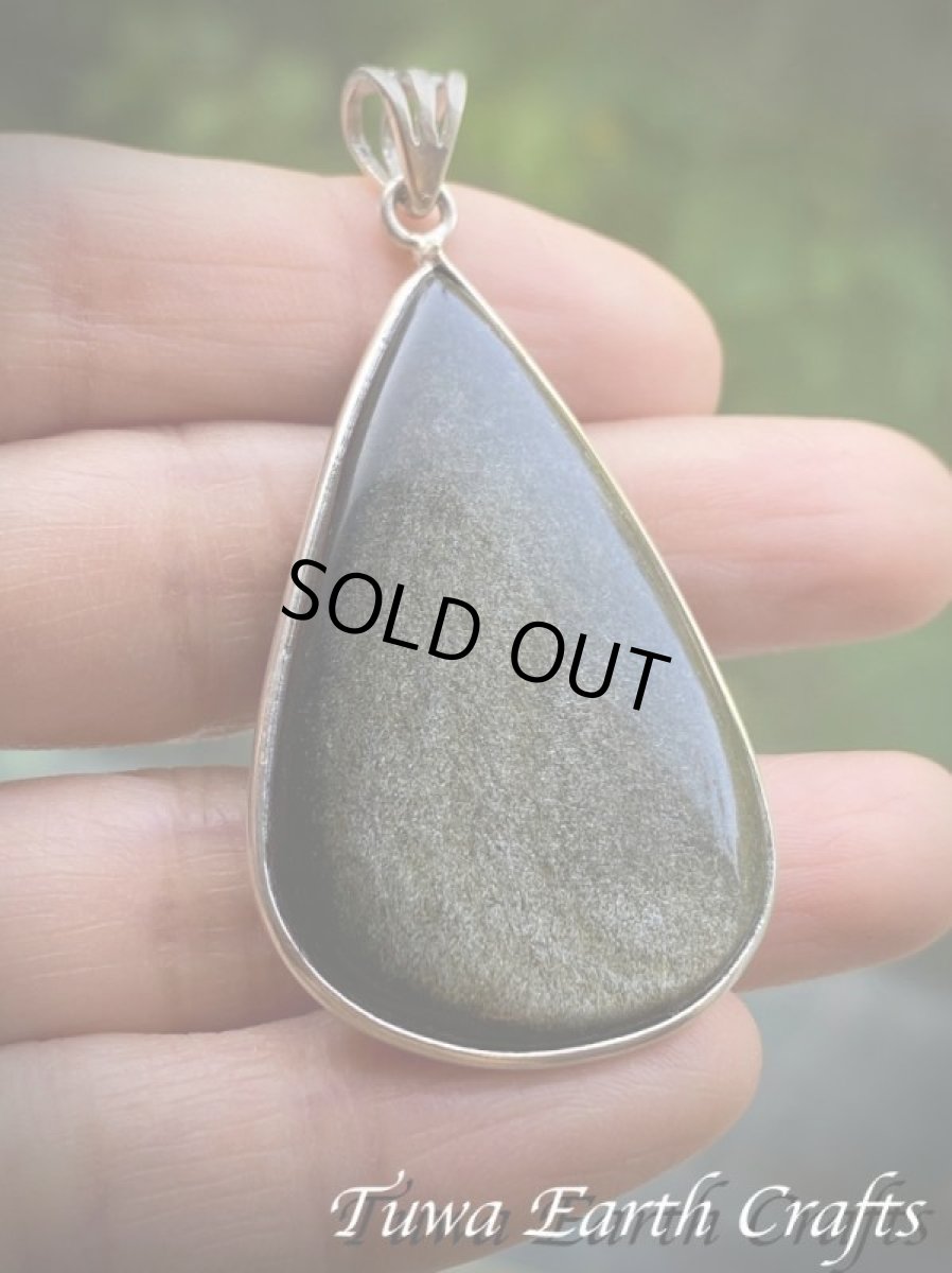 画像6: 【魔除け・厄除け】石全長4cm大ぶり♪ 高品質ゴールドシーンオブシディアン（黒曜石）ペンダントトップ*パワーストーン天然石お守りアクセサリー ヒーリングジュエリー スピリチュアル (6)