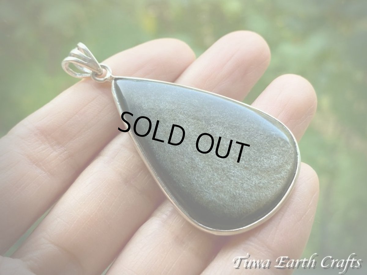 画像7: 【魔除け・厄除け】石全長4cm大ぶり♪ 高品質ゴールドシーンオブシディアン（黒曜石）ペンダントトップ*パワーストーン天然石お守りアクセサリー ヒーリングジュエリー スピリチュアル (7)