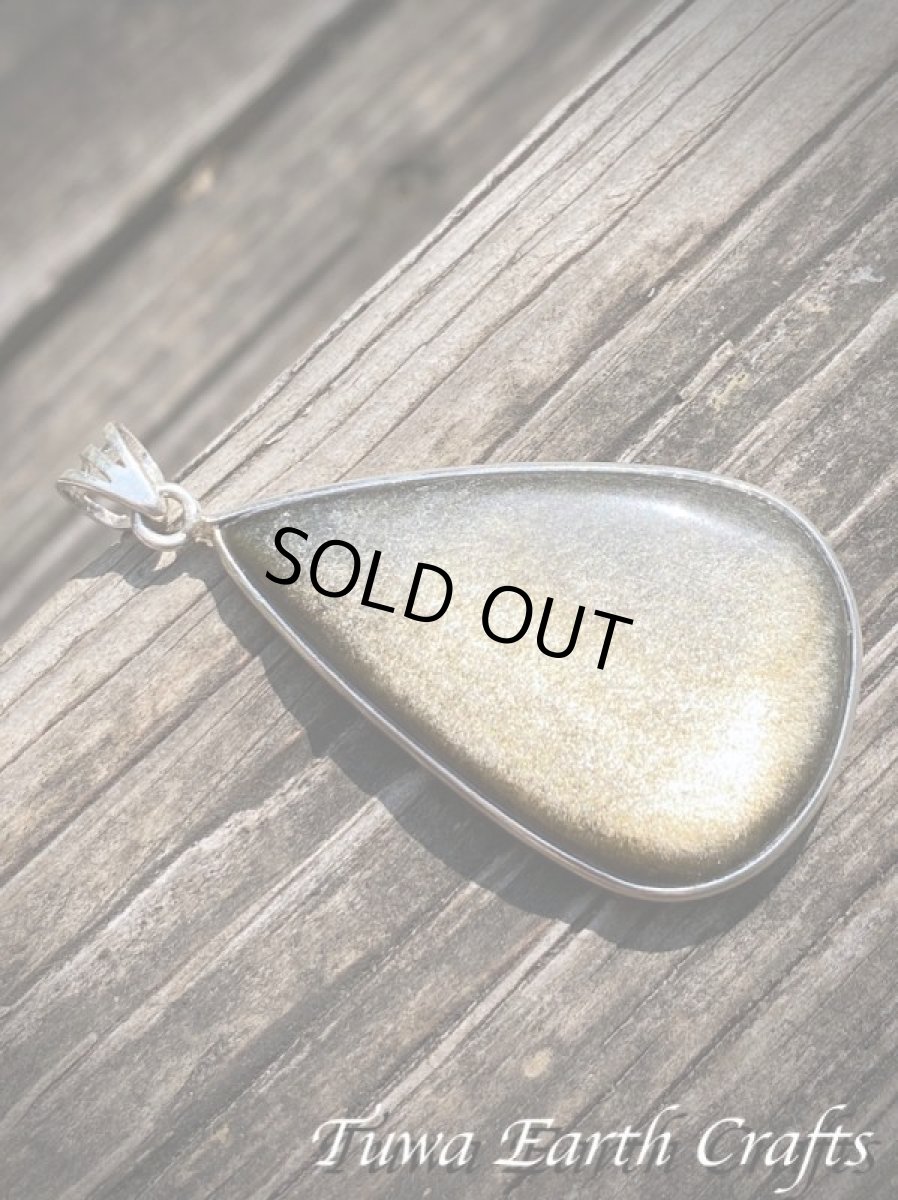 画像3: 【魔除け・厄除け】石全長4cm大ぶり♪ 高品質ゴールドシーンオブシディアン（黒曜石）ペンダントトップ*パワーストーン天然石お守りアクセサリー ヒーリングジュエリー スピリチュアル (3)