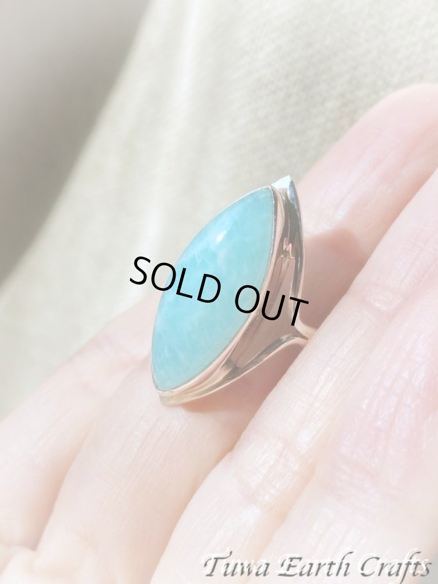 画像2: 【決断力アップ・ストレス除去・自己表現力アップ】高品質大ぶりアマゾナイト天然石リング 15号 指輪 スターリングシルバー 天然石お守りジュエリー ヒーリングストーンアクセサリー　電磁波防止対策パワーストーン (2)