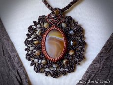 画像11: 【魔除け・行動力アップ・浄化】魔除け石 大ぶり アゲート瑪瑙ネックレス・ペンダント 曼荼羅デザイン パワーストーン天然石 お守り アクセサリー 1点もの マクラメ編みハンドメイドジュエリー ヒーリング (11)