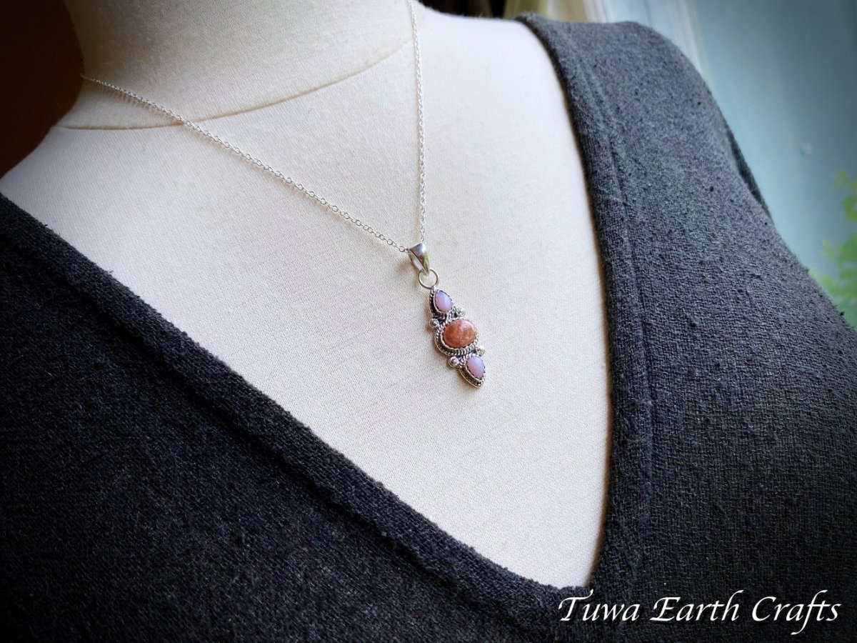 画像11: 【自信・積極性・行動力アップ】1点物 高品質サンストーン ペンダントトップ with ペルー産ピンクオパール★パワーストーン 天然石 お守り アクセサリー ヒーリングストーンお守りジュエリー スピリチュアル (11)