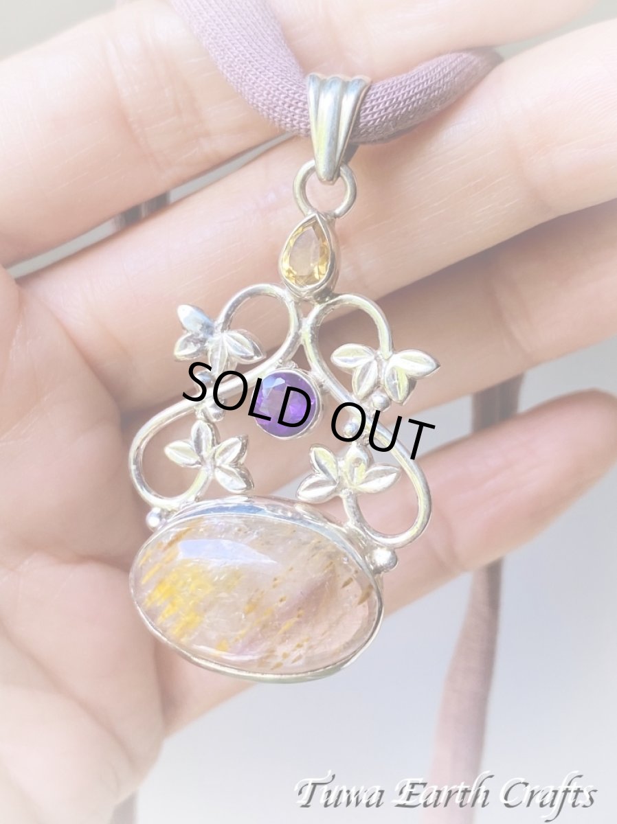 画像27: 【運気・金運アップ・ヒーリング】高品質スーパーセブン/セイクリッドセブン（カコクセナイトinアメジスト）ペンダントトップ with 宝石質きらきらアメジスト＆シトリン★1点ものヒーリングストーンお守りジュエリー天然石パワーストーンアクセサリー (27)